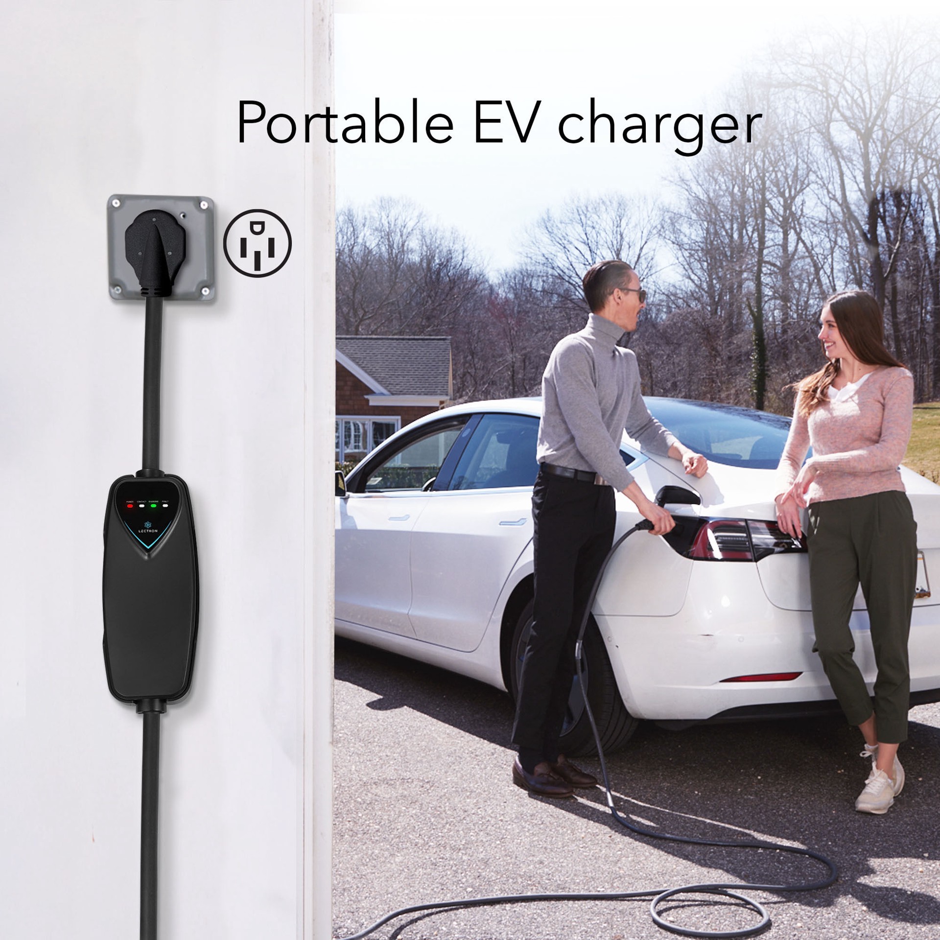slide 2 of 6, Lectron Level 2 NEMA 14-50p Plug In EV Electric Vehicle Charging Station-up to 40 Amps/ 240-Volts with 16-ft Cable, 1 ct