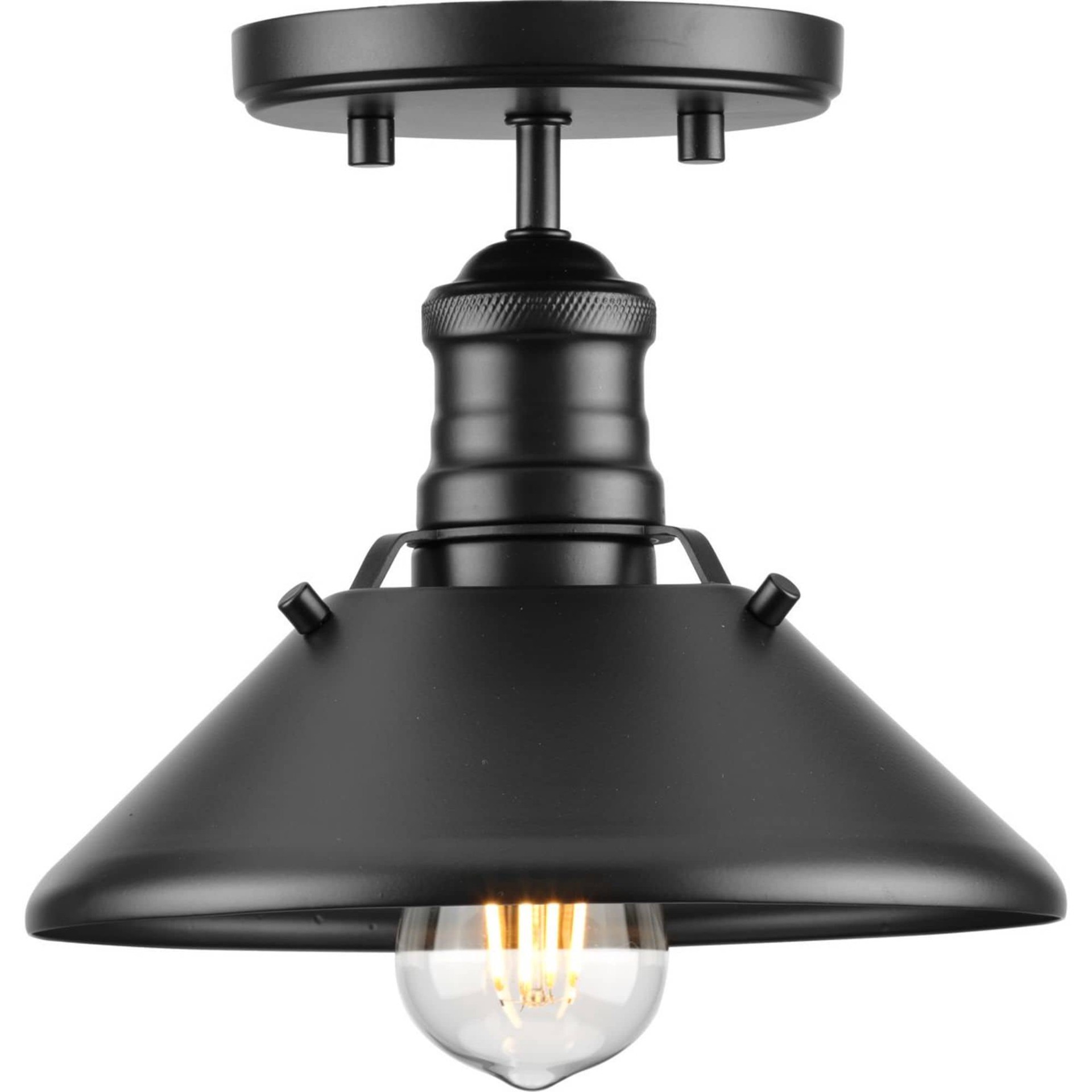 slide 2 of 6, allen + roth Ailey 1 -Light 8.75-in Matte Black Semi Flush Mount Light, 1 ct