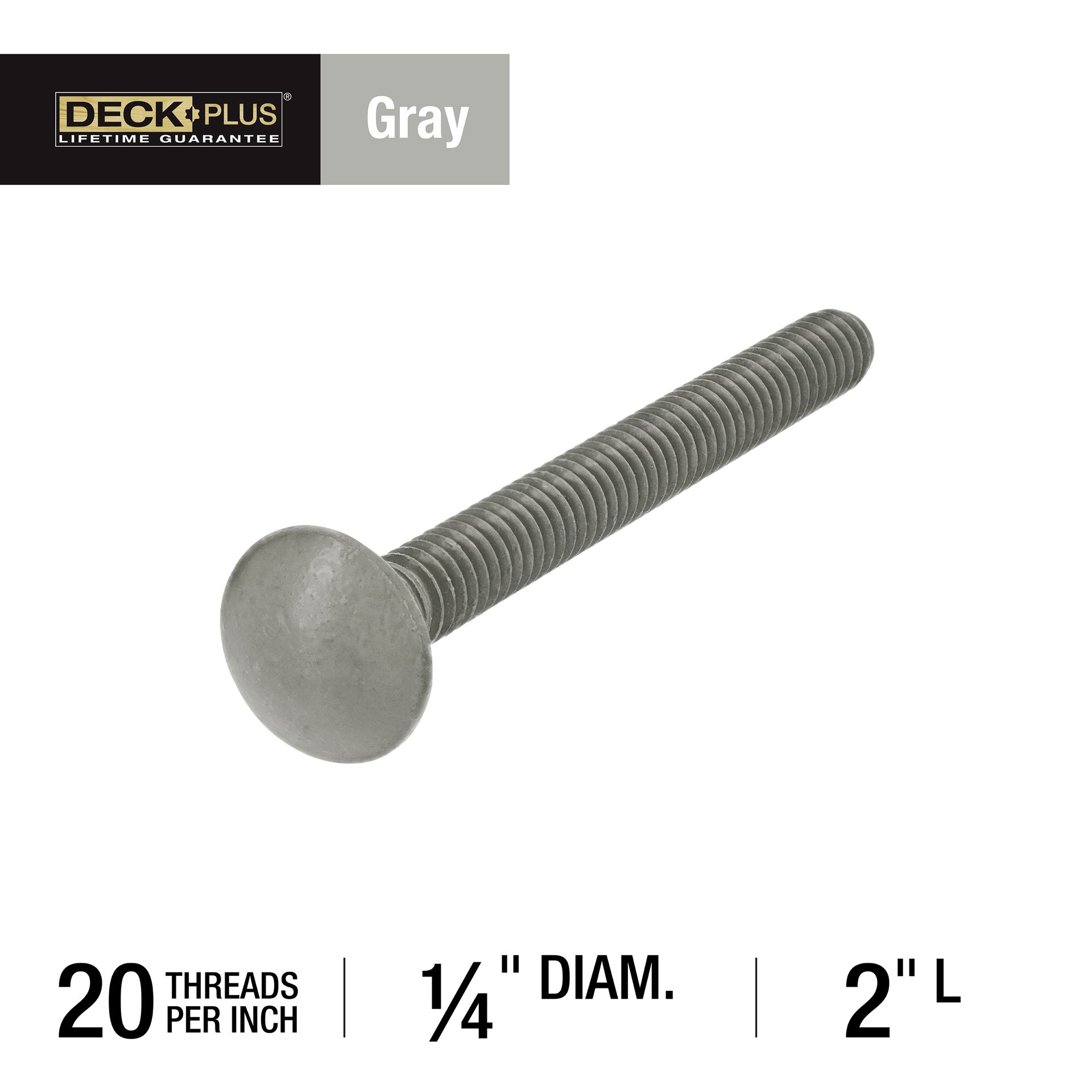 slide 3 of 6, Deck Plus 1/4-in x 2-in Coated Coarse Thread Exterior Carriage Bolt, 1 ct