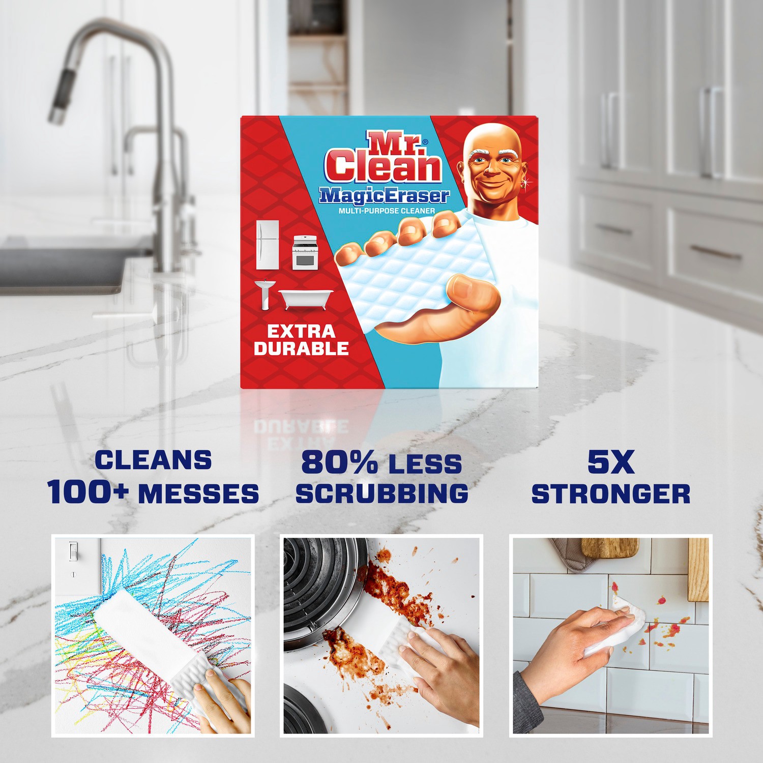 slide 2 of 6, Mr. Clean Magic Eraser Extra Durable Melamine Cleaning pad 7 -Pack, 1 ct