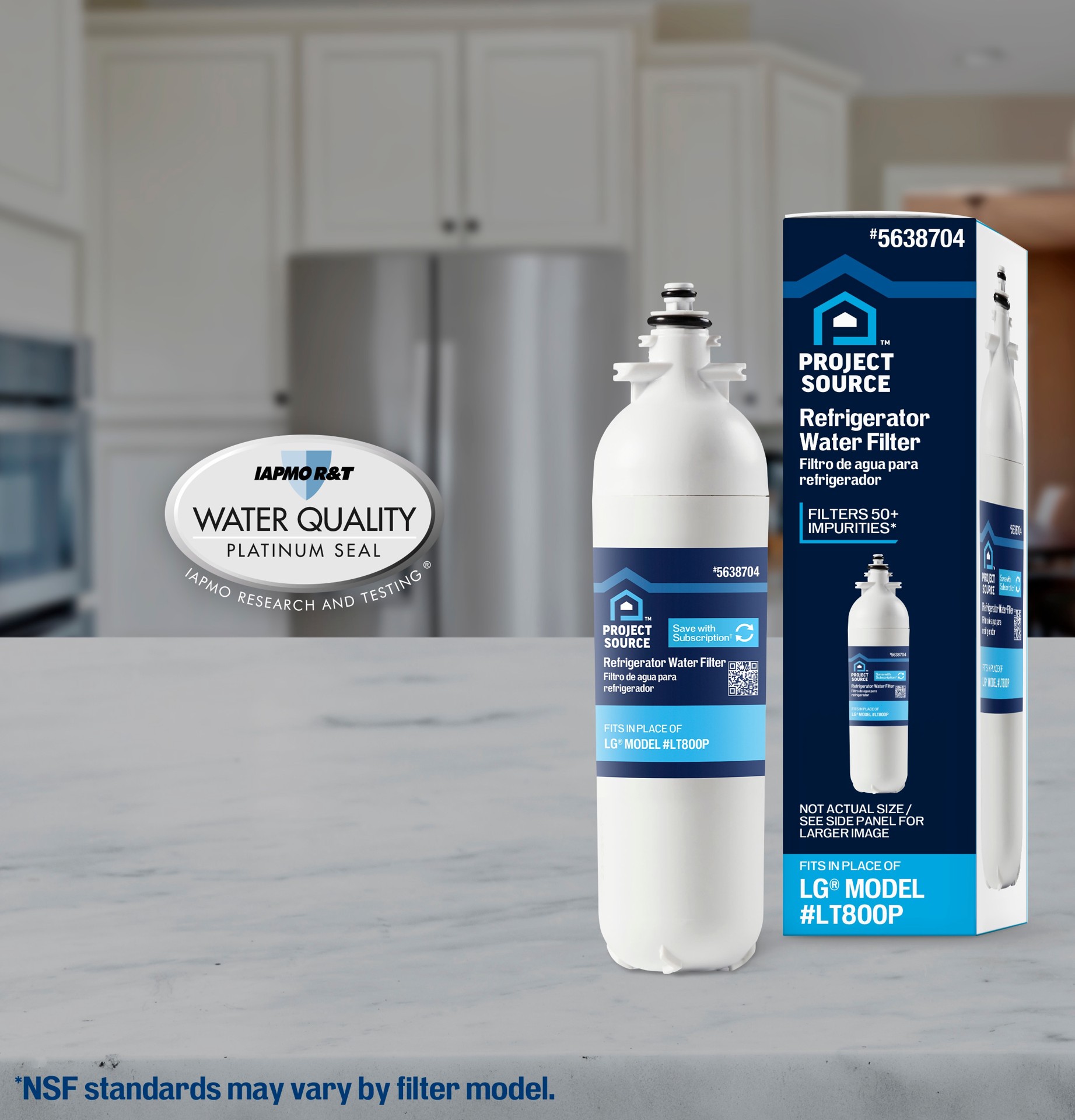slide 4 of 6, Project Source Twist-in Refrigerator Water Filter Fits LG Filter LT800P, 1 ct