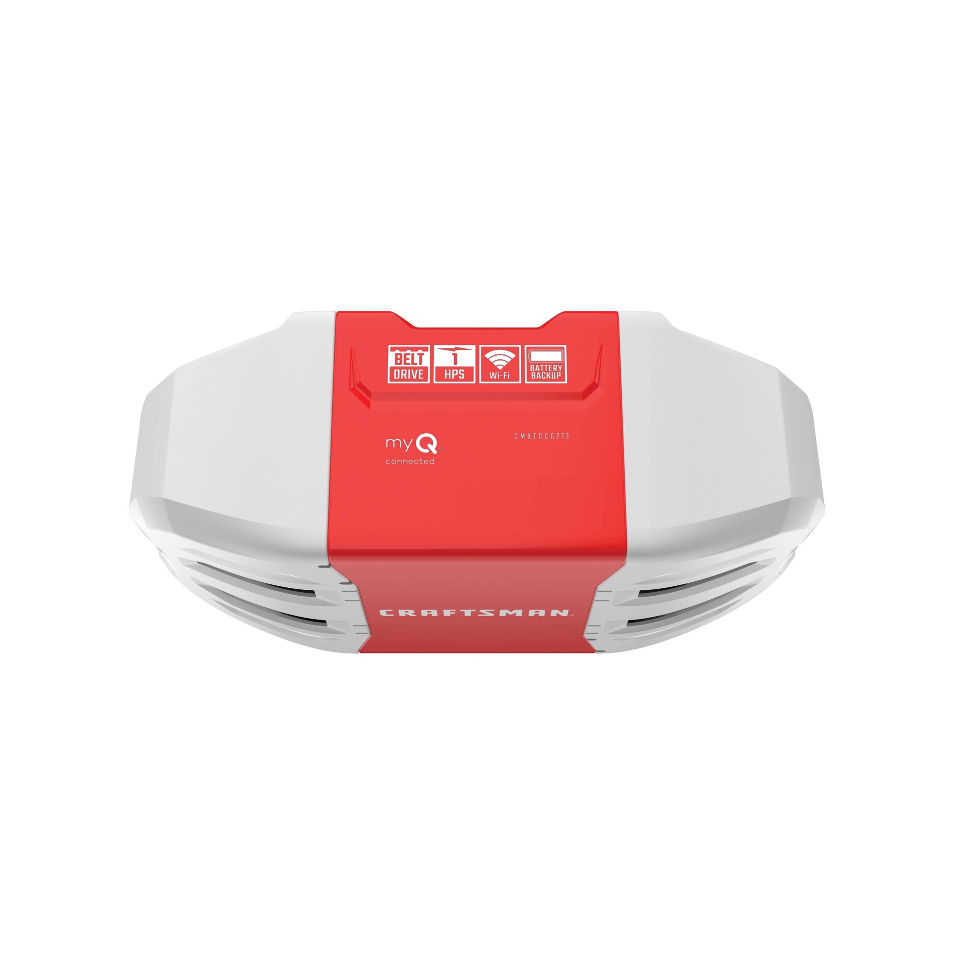 slide 4 of 6, CRAFTSMAN 1-HP myQ Ultra Quiet Smart Compatible Belt drive Garage Door Opener Wi-Fi Compatibility and Battery Back-Up, 1 ct