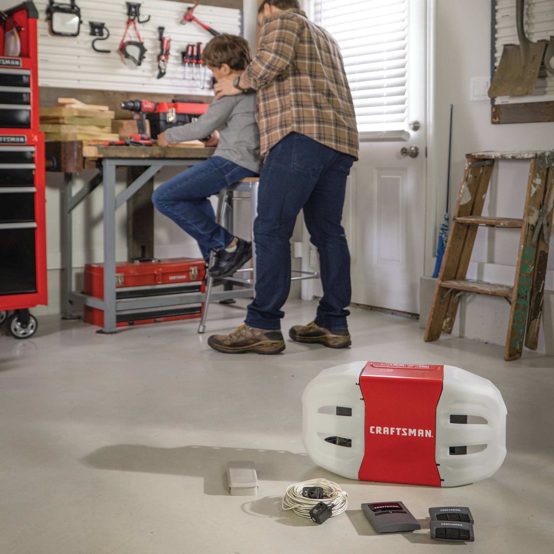 slide 6 of 6, CRAFTSMAN 1-HP myQ Ultra Quiet Smart Compatible Belt drive Garage Door Opener Wi-Fi Compatibility and Battery Back-Up, 1 ct