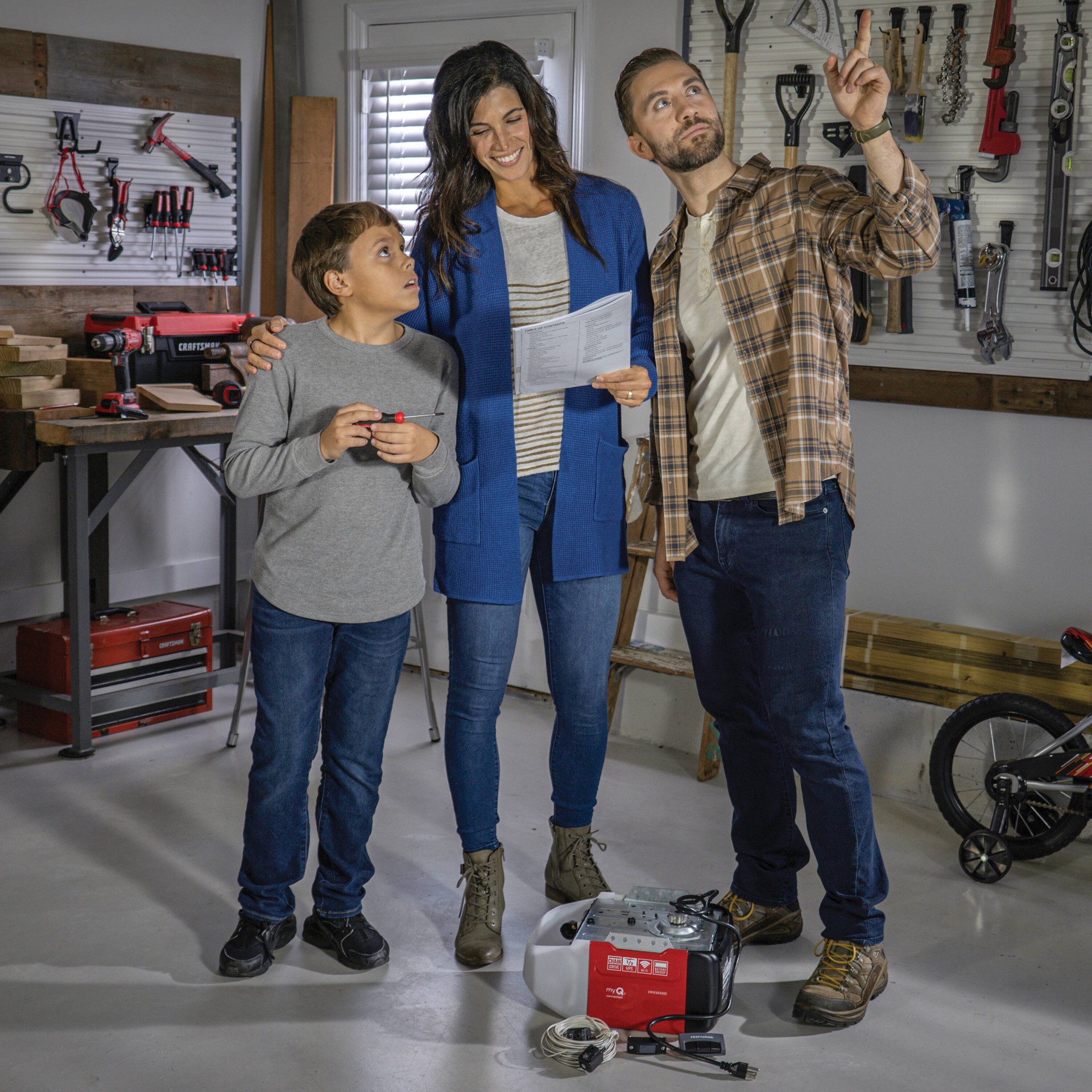 slide 6 of 6, CRAFTSMAN 1/2 HP myQ Smart Compatible Chain drive Garage Door Opener Wi-Fi Compatibility and Battery Back-Up, 1 ct