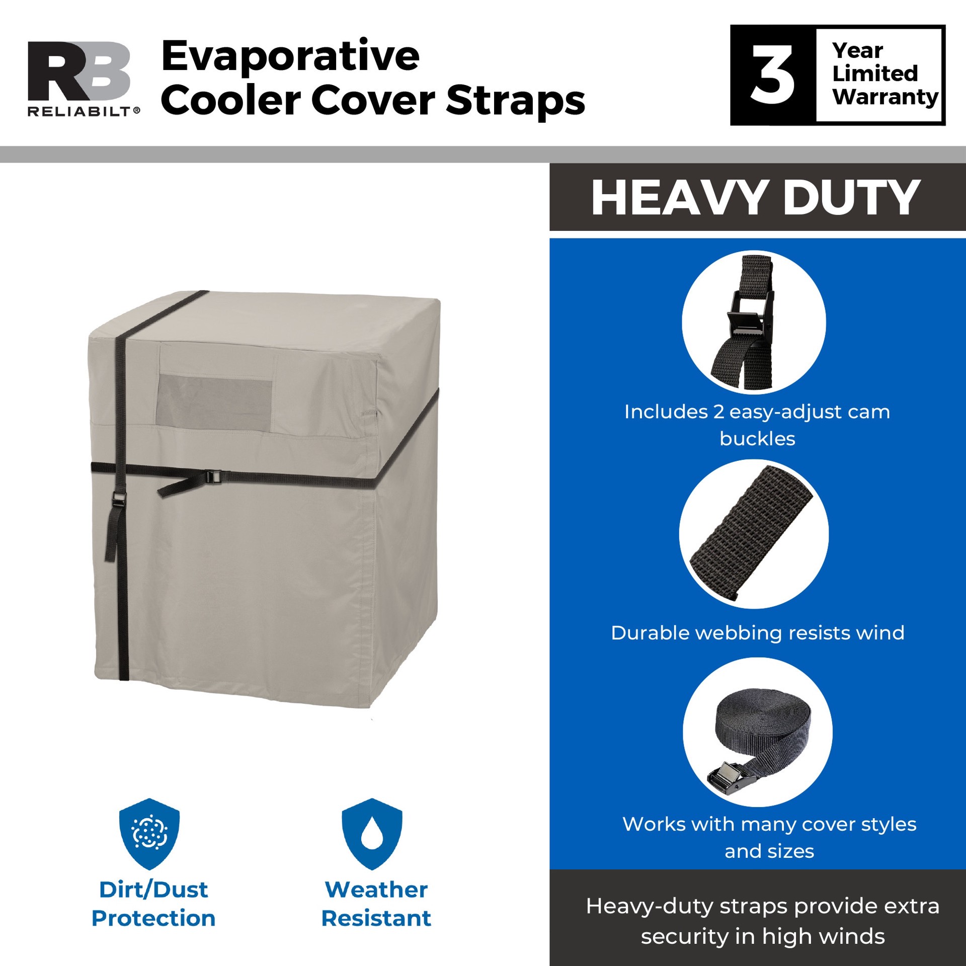 slide 4 of 4, RELIABILT 1-in x 204-in x 0.5-in Polyester Evaporative Cooler Cover straps, 1 ct