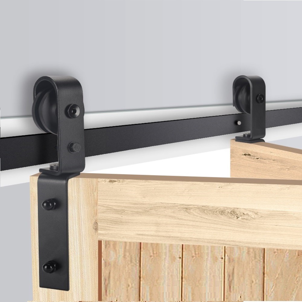 slide 4 of 6, RELIABILT 78-in Matte Black Indoor J-strap Double bifold Barn door hardware kit, 1 ct