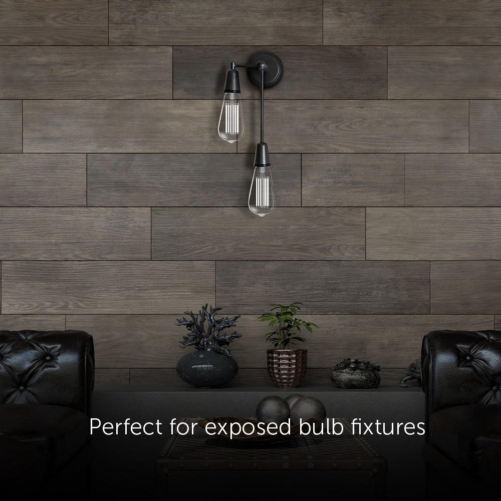 slide 5 of 6, Utilitech White Filament 60 -Watt EQ ST19 Soft white E26 Dimmable LED General purpose Light Bulb 2 -Pack, 1 ct