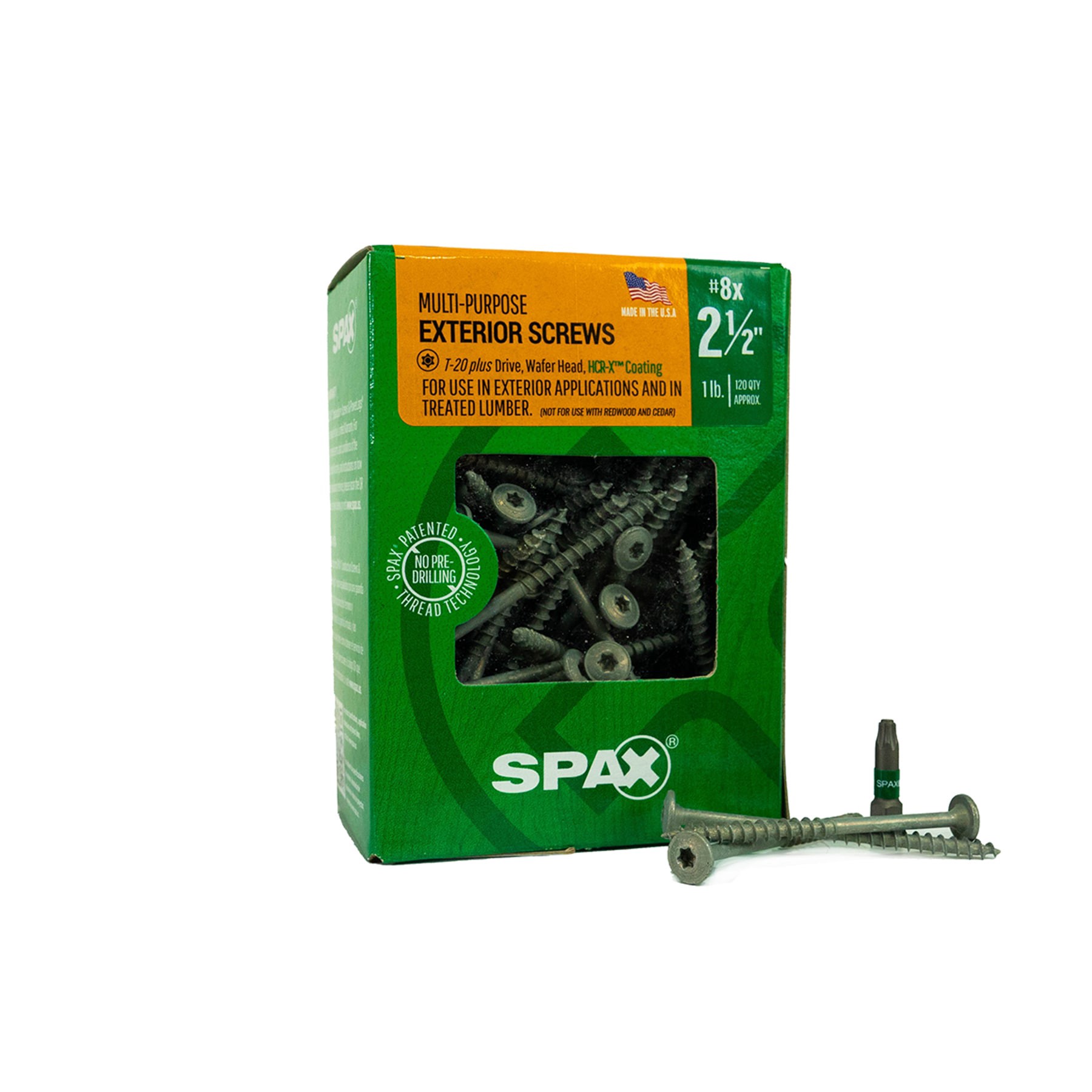slide 1 of 6, SPAX Multi-Material #8 x 2-1/2-in Double-barrier Exterior Wood screws ( 124 -Per Box ), 1 ct
