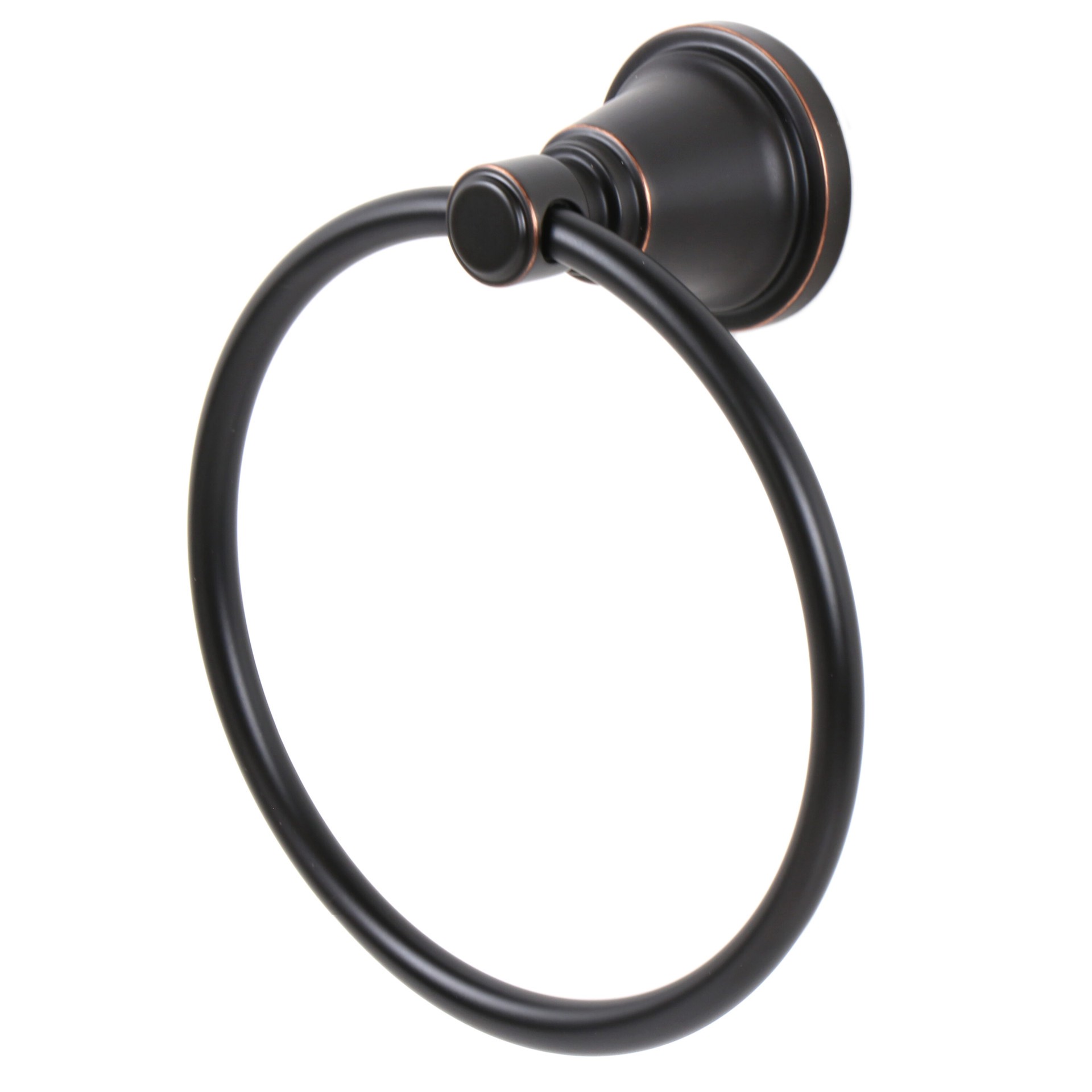 slide 5 of 6, allen + roth 3 -Piece Townley Oil Rubbed Bronze Decorative Bathroom Hardware Set Towel Bar, Toilet Paper Holder, Towel Ring Included, 1 ct