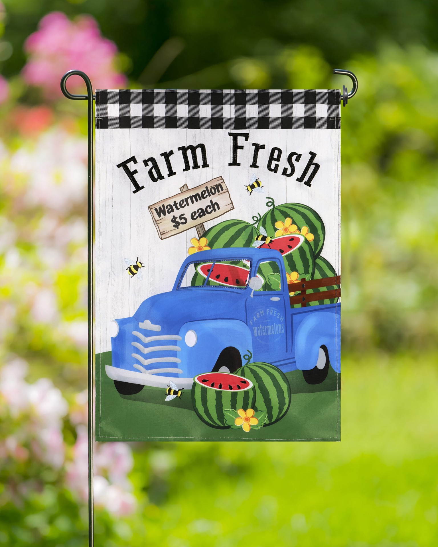 slide 4 of 6, Style Selections 1-ft W x 1.5-ft H Fruit Embroidered Garden flag, 1 ct