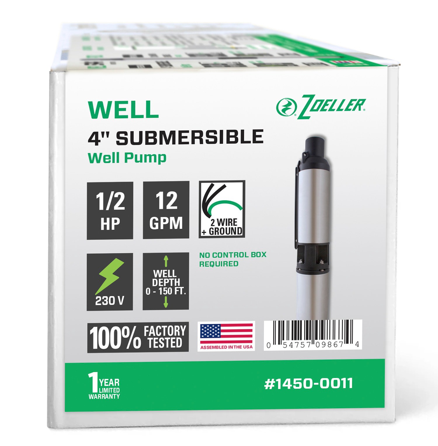 slide 3 of 5, Zoeller 1/2-HP 230 -Volt 12-Gallon Stainless steel Submersible well pump, 1 ct