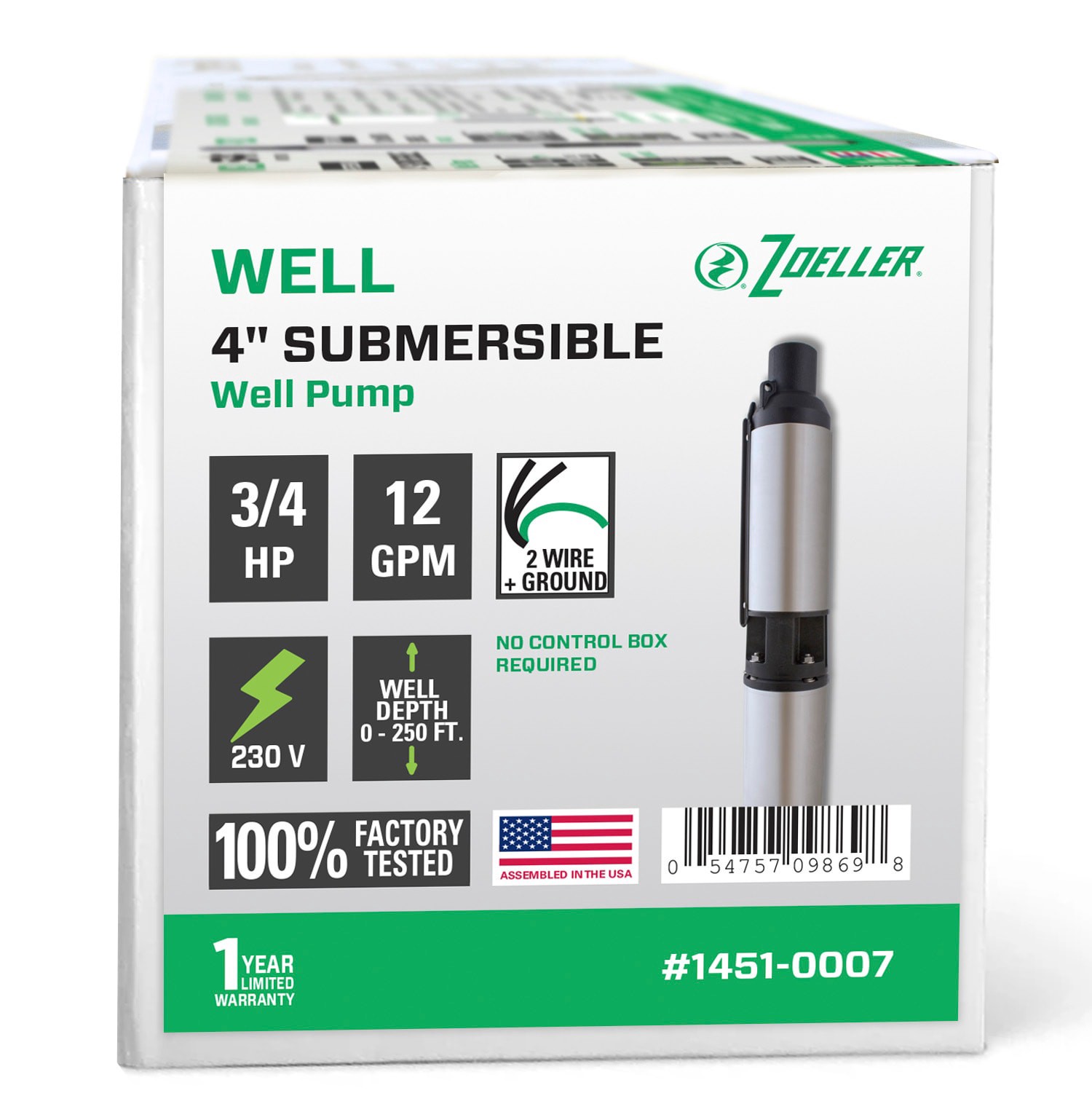 slide 3 of 5, Zoeller 3/4-HP 230 -Volt 12-Gallon Stainless steel Submersible well pump, 1 ct