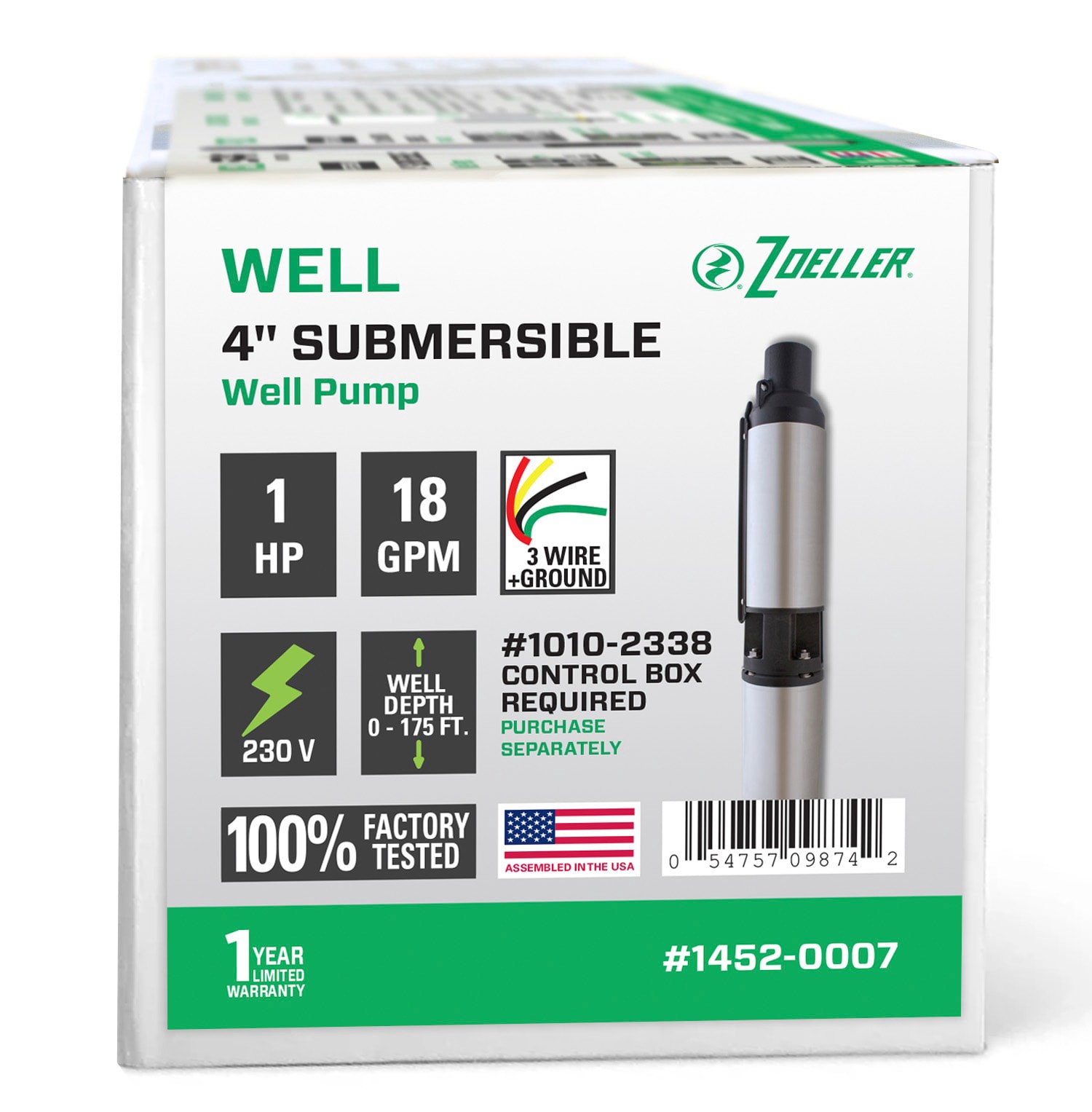 slide 3 of 5, Zoeller 1-HP 230 -Volt 18-Gallon Stainless steel Submersible well pump, 1 ct