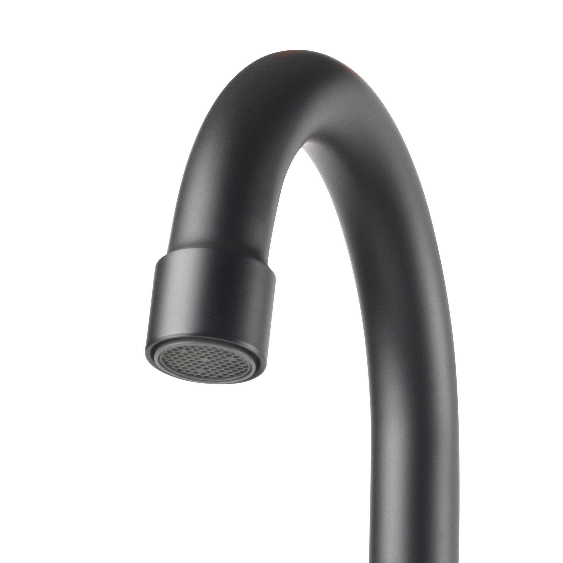 slide 3 of 6, Project Source Larton Matte Black 4-in centerset 2-handle WaterSense High-arc Residential Handle Bathroom Sink Faucet with Drain with Deck Plate, 1 ct