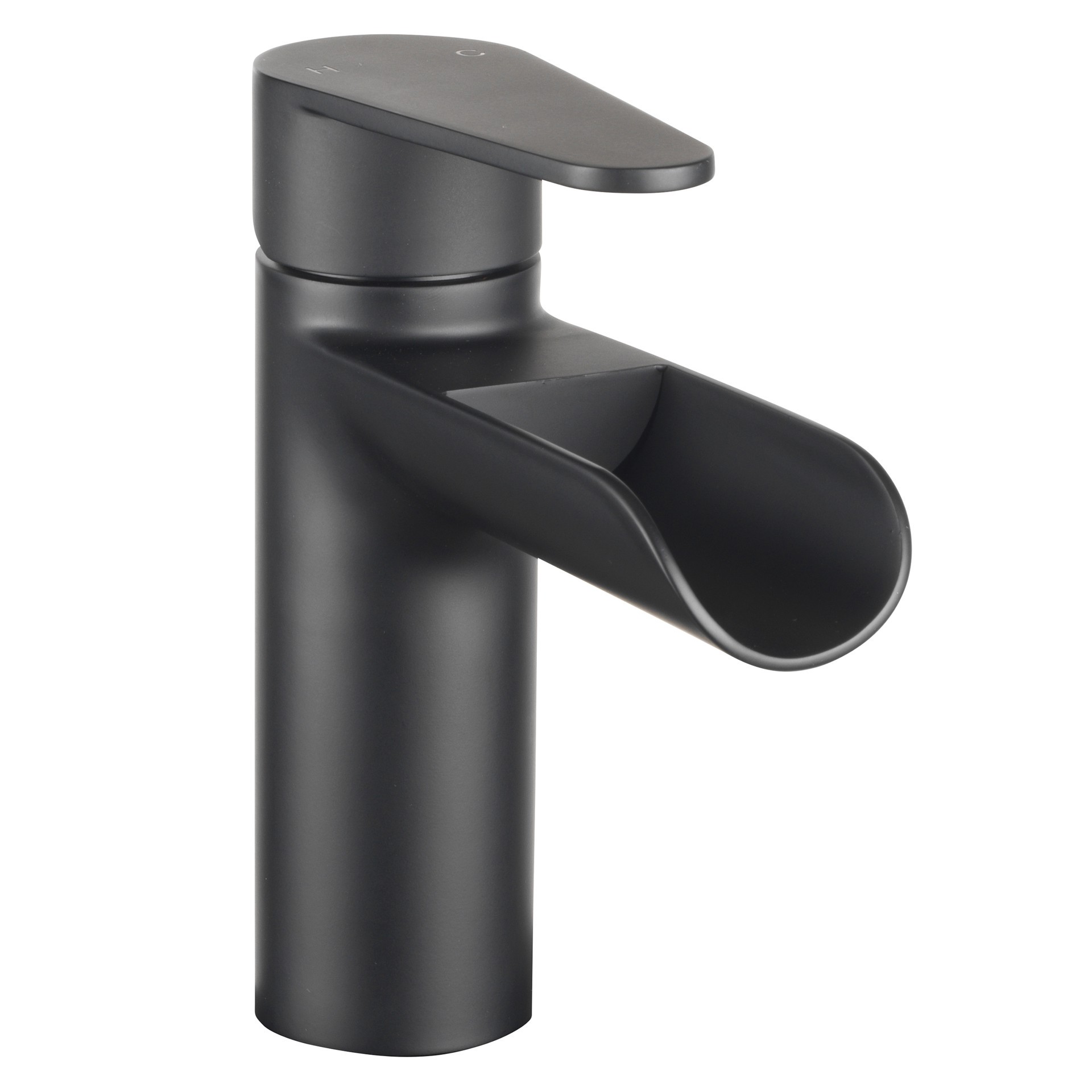 slide 2 of 6, Project Source Haddington Matte Black Single hole 1-handle WaterSense Waterfall Residential Handle Bathroom Sink Faucet with Drain with Deck Plate, 1 ct
