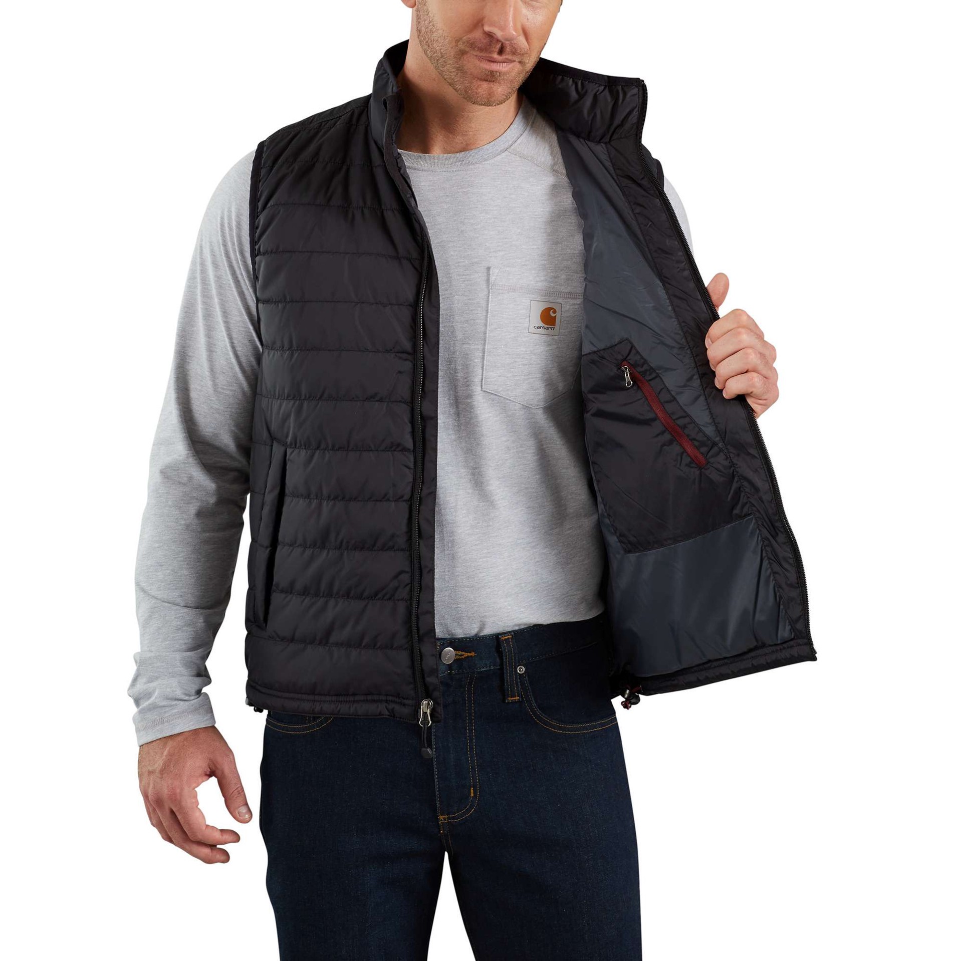 slide 3 of 6, Carhartt Men's Black Nylon Puffer Vest L, 1 ct