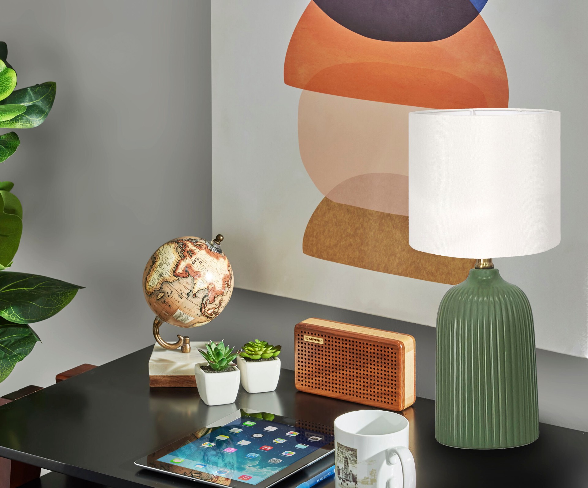 slide 3 of 6, allen + roth 13-in Green Plug-in Ceramic Lamp Base, 1 ct