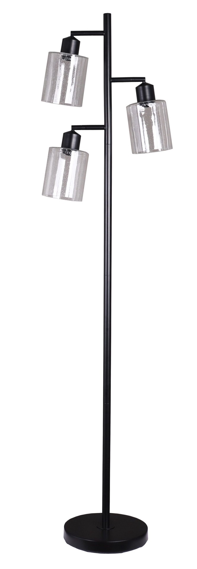 slide 6 of 6, allen + roth 67-in Black Multi-head Floor Lamp with Glass Shade, 1 ct