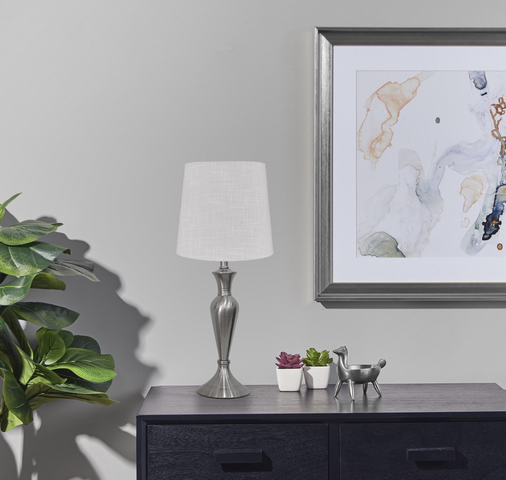 slide 6 of 6, allen + roth 11-in x 12-in Tan Fabric Drum Lamp Shade, 1 ct