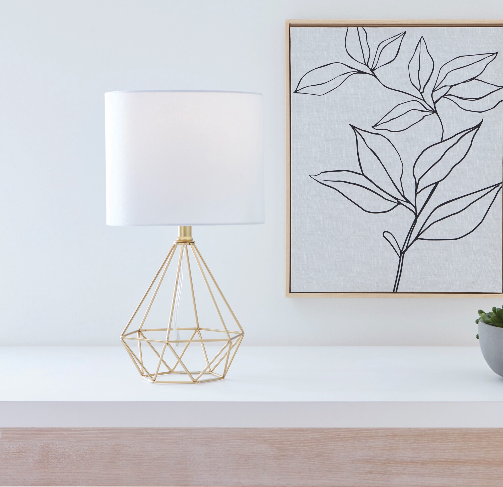 slide 1 of 6, Origin 21 18-in Gold On/Off switch Table Lamp with Fabric Shade, 1 ct