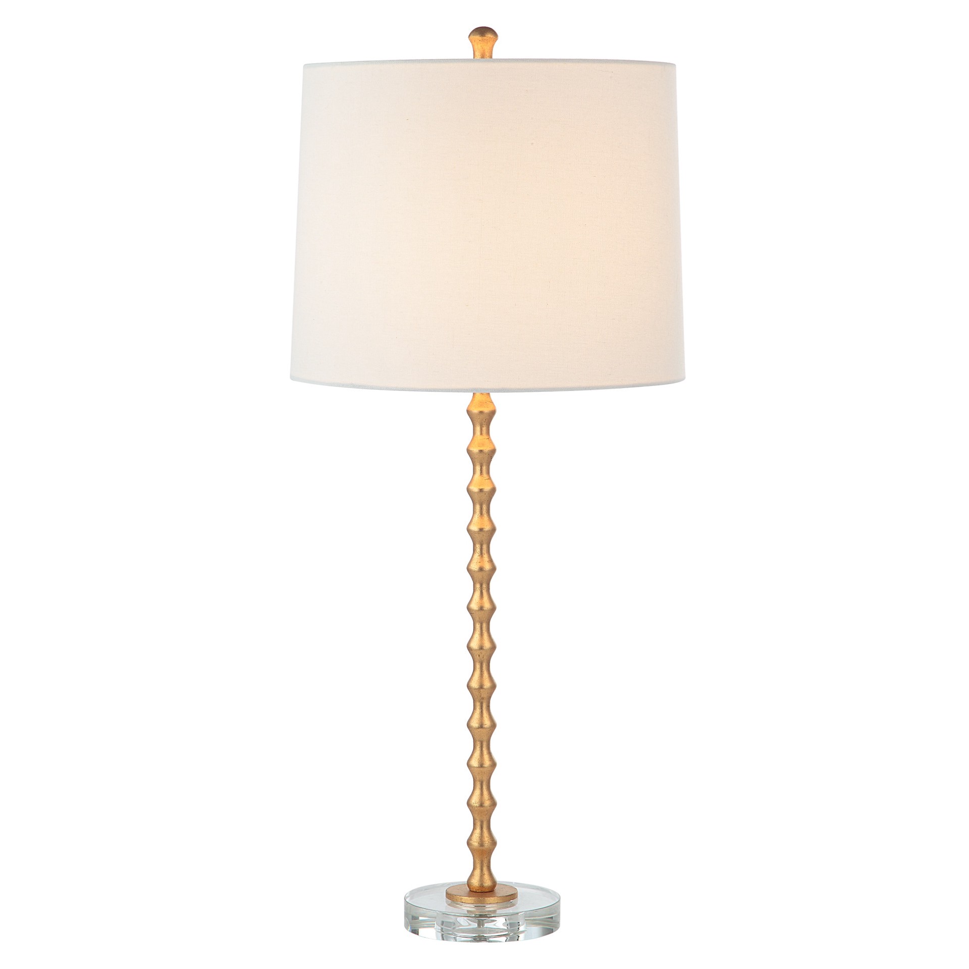 slide 2 of 6, allen + roth 29-in Vibrant gold leaf LED Rotary socket Buffet Table Lamp with Fabric Shade, 1 ct