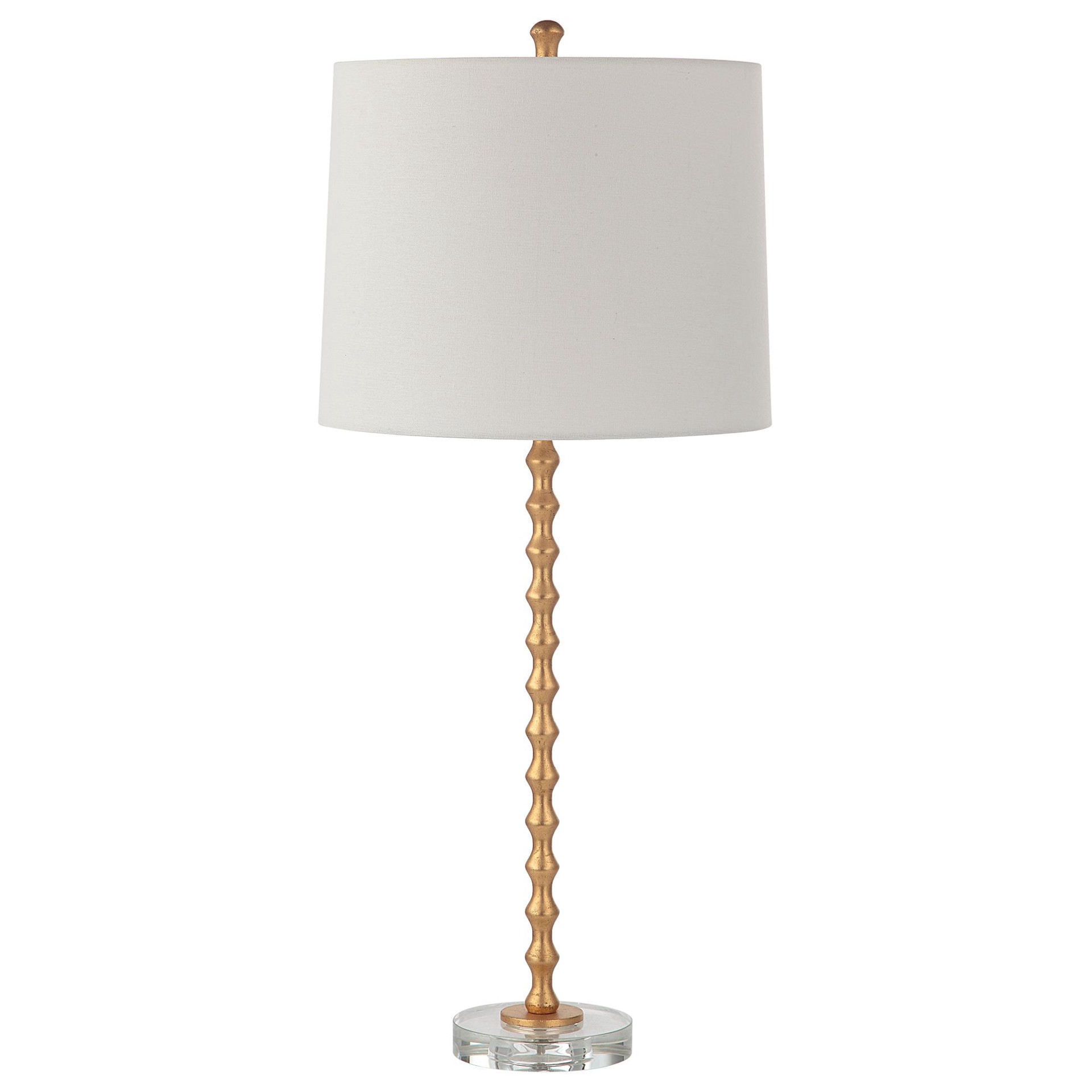 slide 1 of 6, allen + roth 29-in Vibrant gold leaf LED Rotary socket Buffet Table Lamp with Fabric Shade, 1 ct