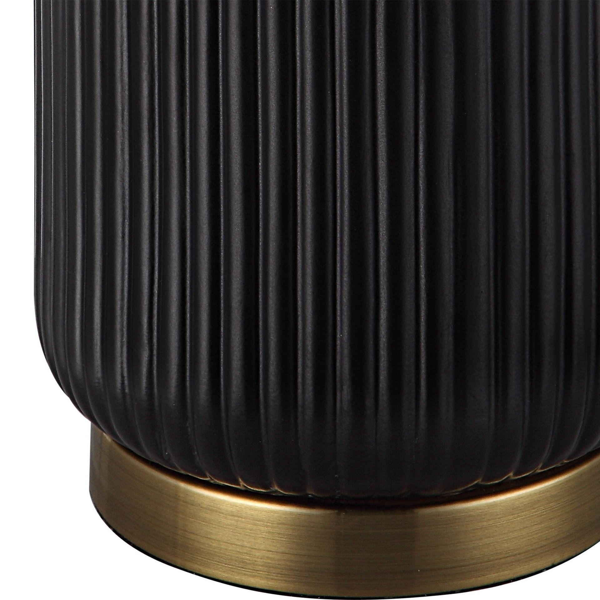 slide 5 of 6, Origin 21 25.5-in Rich black with gold accents LED Rotary socket Table Lamp with Fabric Shade, 1 ct