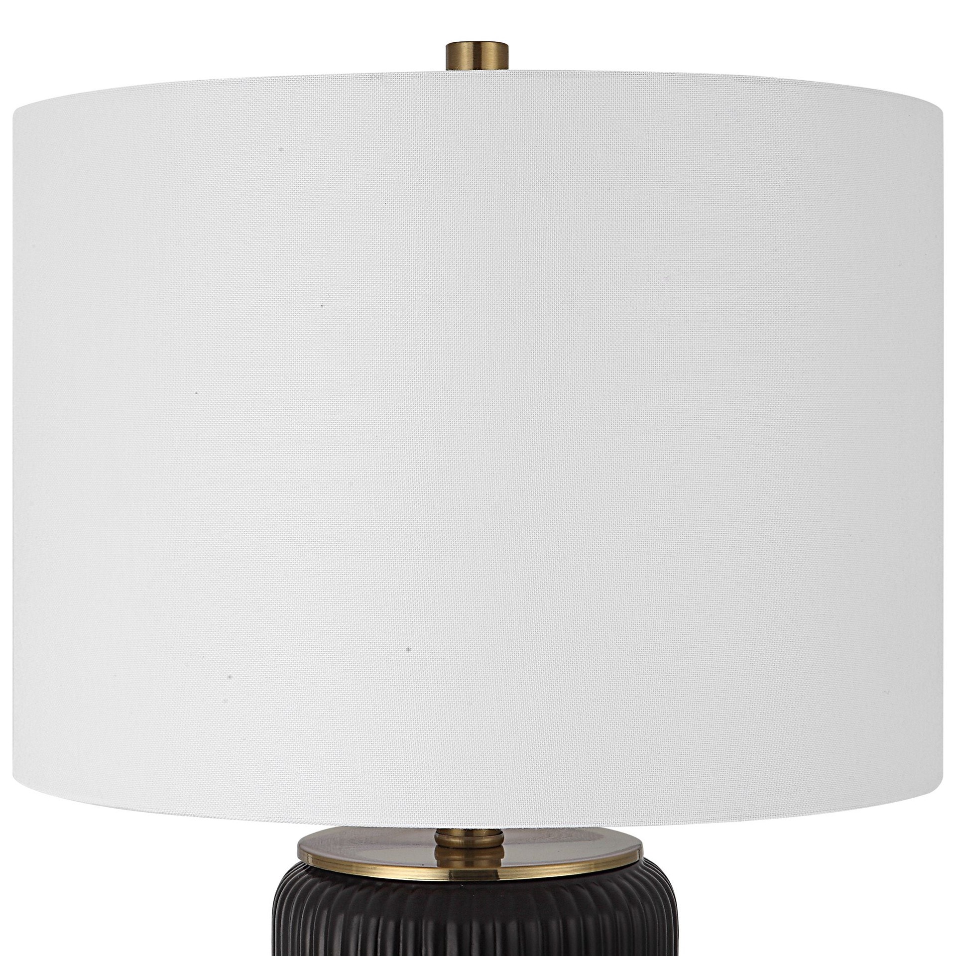 slide 6 of 6, Origin 21 25.5-in Rich black with gold accents LED Rotary socket Table Lamp with Fabric Shade, 1 ct
