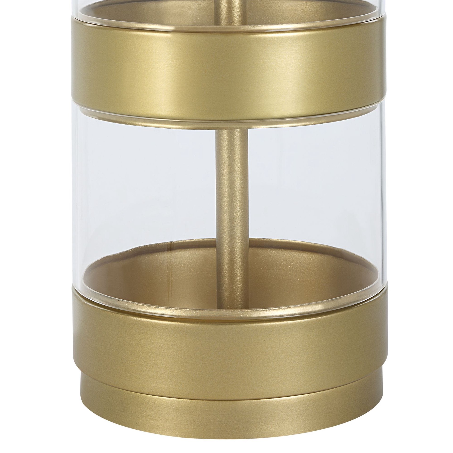 slide 5 of 6, allen + roth 22.25-in Gold and clear acrylic LED Rotary socket Table Lamp with Fabric Shade, 1 ct
