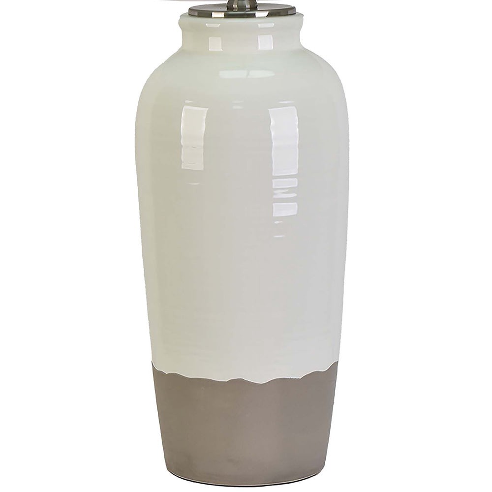 slide 3 of 6, allen + roth 28-in White Glaze LED 3-way Table Lamp with Linen Shade, 1 ct