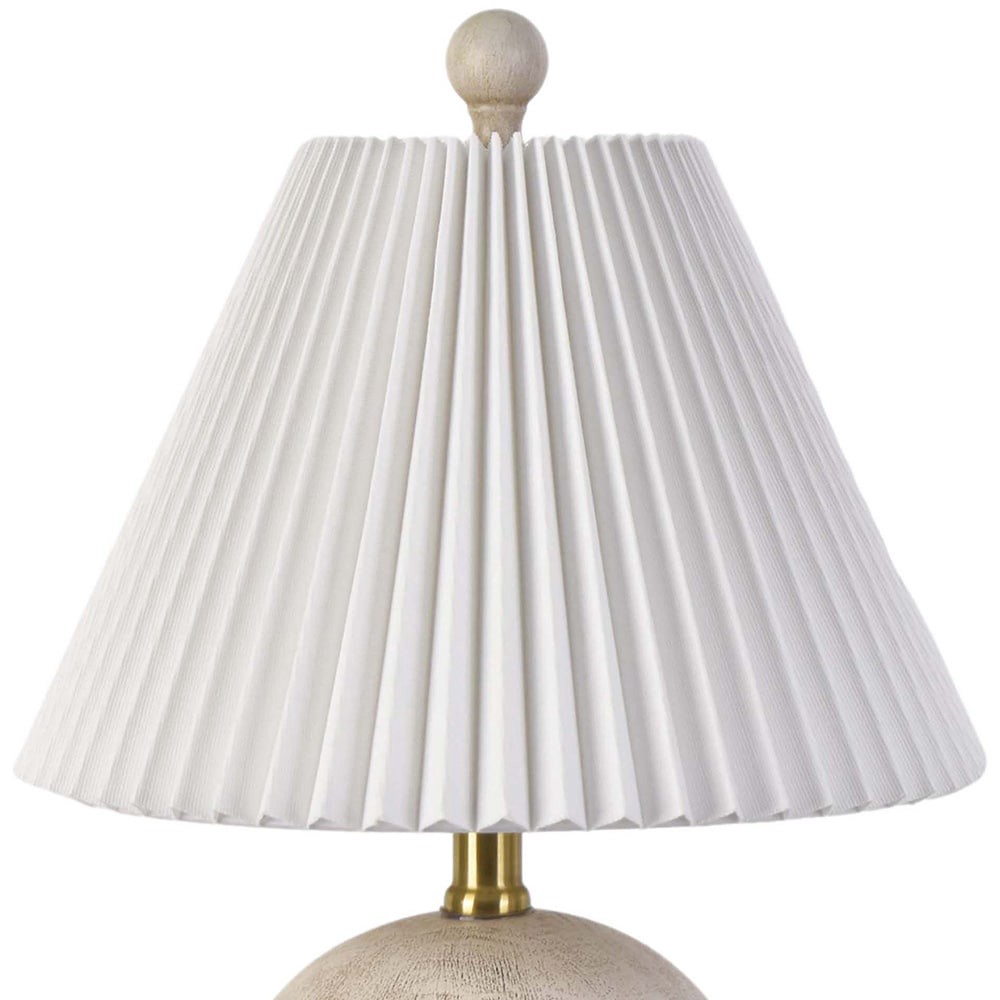 slide 2 of 6, allen + roth 17.25-in White Woodgrain LED Rotary socket Table Lamp with Linen Shade, 1 ct