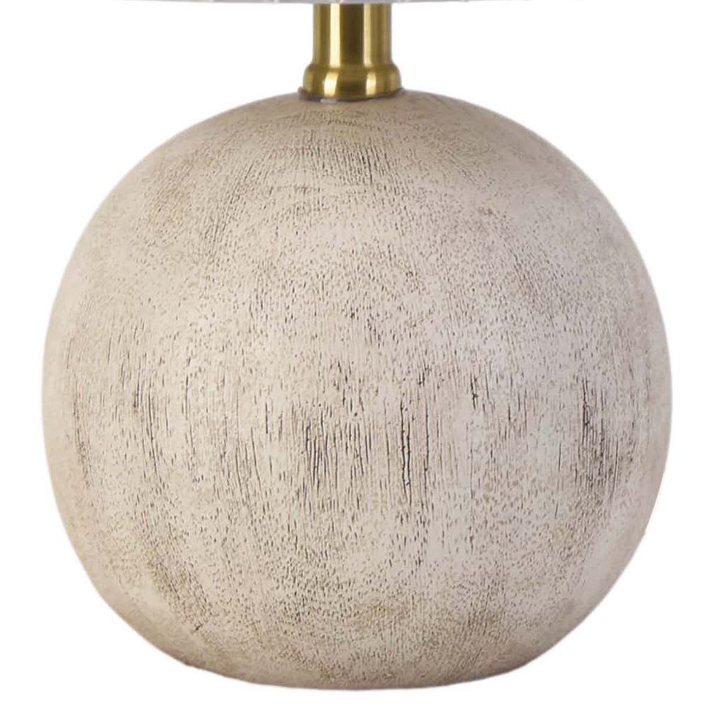 slide 3 of 6, allen + roth 17.25-in White Woodgrain LED Rotary socket Table Lamp with Linen Shade, 1 ct