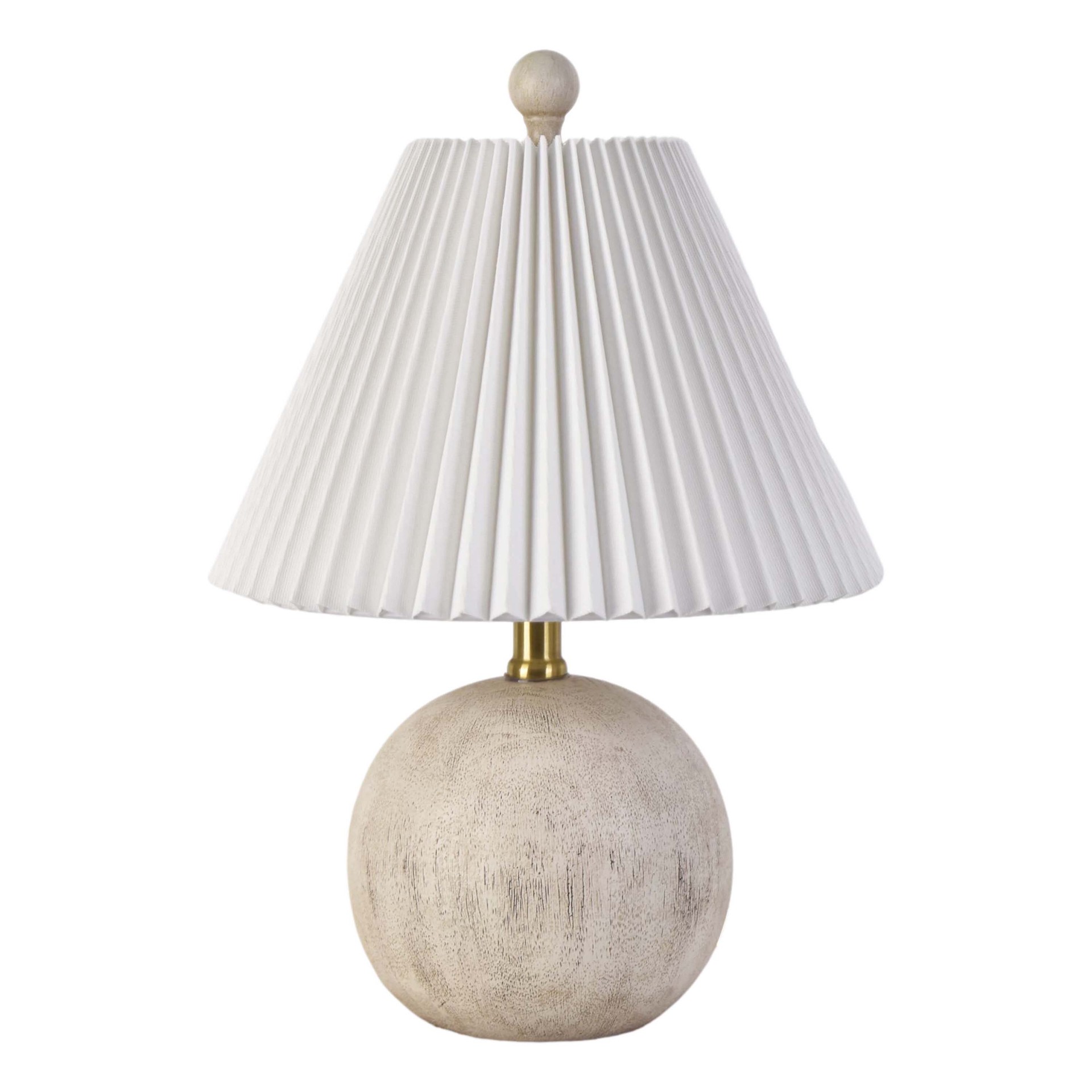 slide 1 of 6, allen + roth 17.25-in White Woodgrain LED Rotary socket Table Lamp with Linen Shade, 1 ct