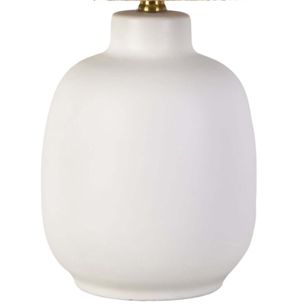 slide 3 of 6, allen + roth 20-in White LED Rotary socket Table Lamp with Rattan Shade, 1 ct