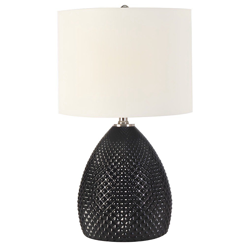 slide 5 of 6, allen + roth 22-in Black LED 3-way Table Lamp with Linen Shade, 1 ct