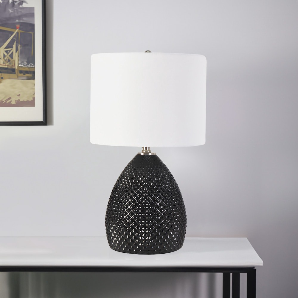 slide 6 of 6, allen + roth 22-in Black LED 3-way Table Lamp with Linen Shade, 1 ct