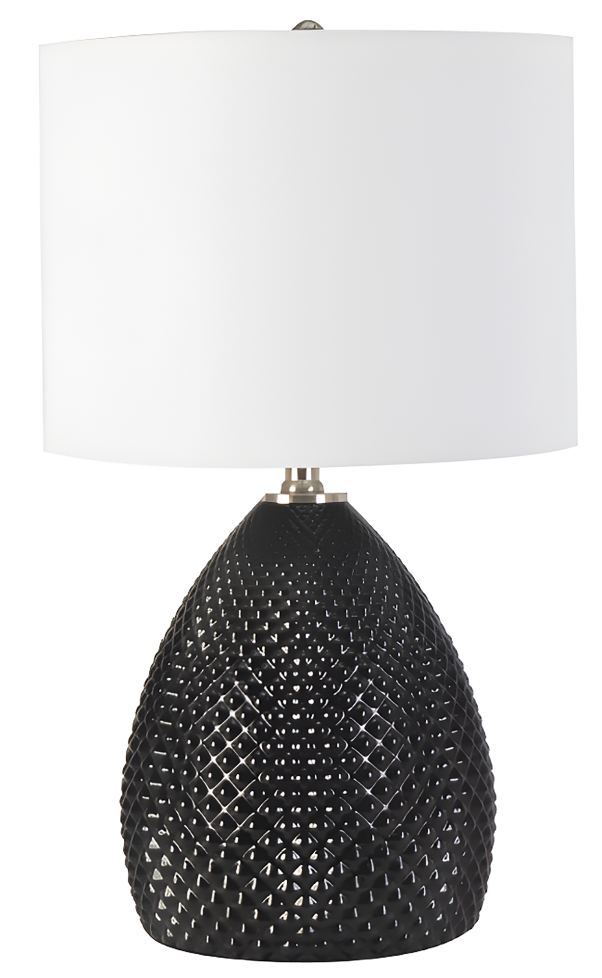 slide 1 of 6, allen + roth 22-in Black LED 3-way Table Lamp with Linen Shade, 1 ct