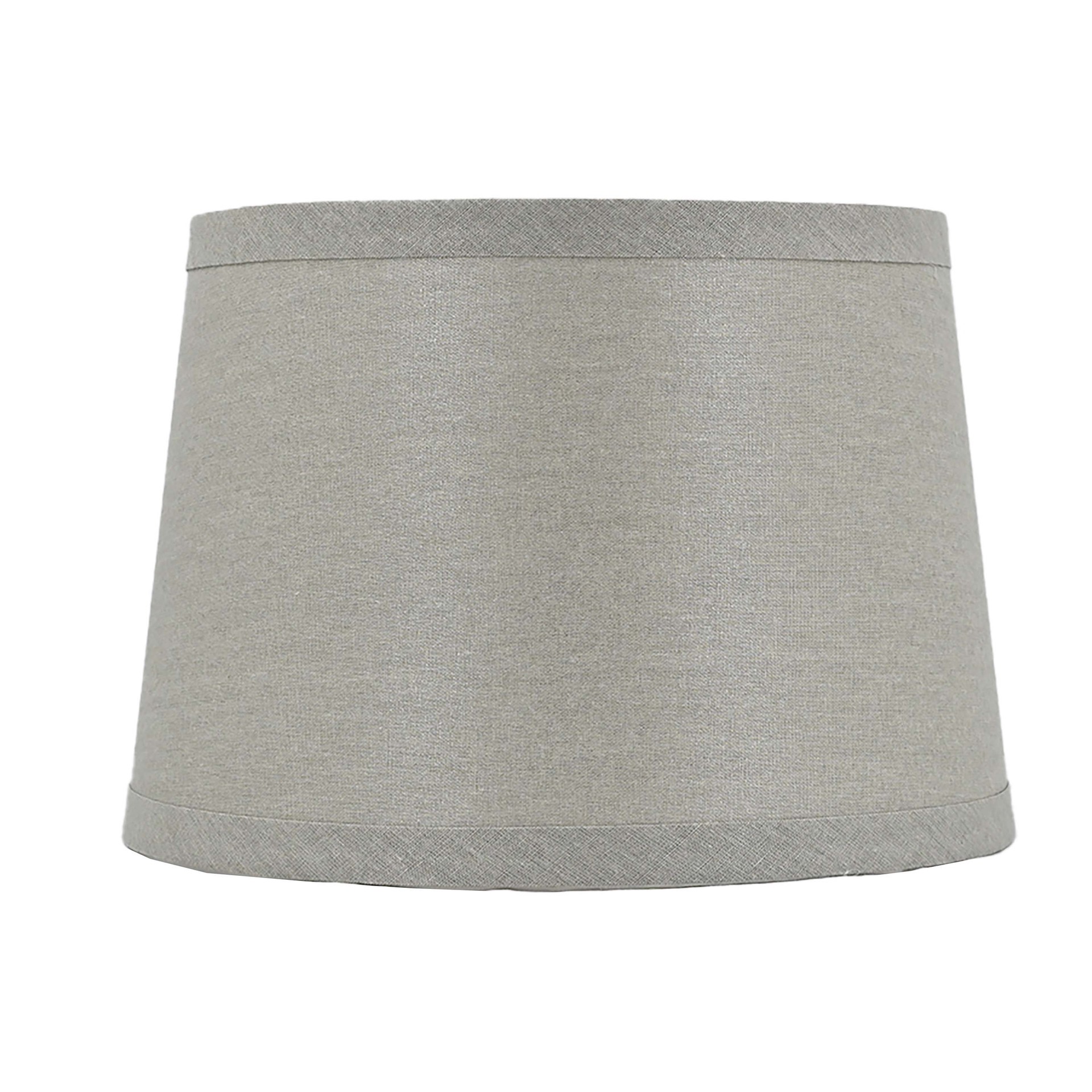 slide 1 of 3, allen + roth 9-in x 13-in Gray Linen Drum Lamp Shade, 1 ct