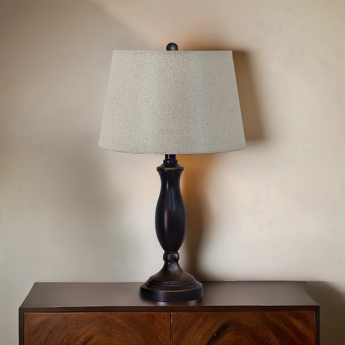 slide 4 of 4, allen + roth Mix Match 7-in x 10-in Beige Sparkle Linen Drum Lamp Shade, 1 ct