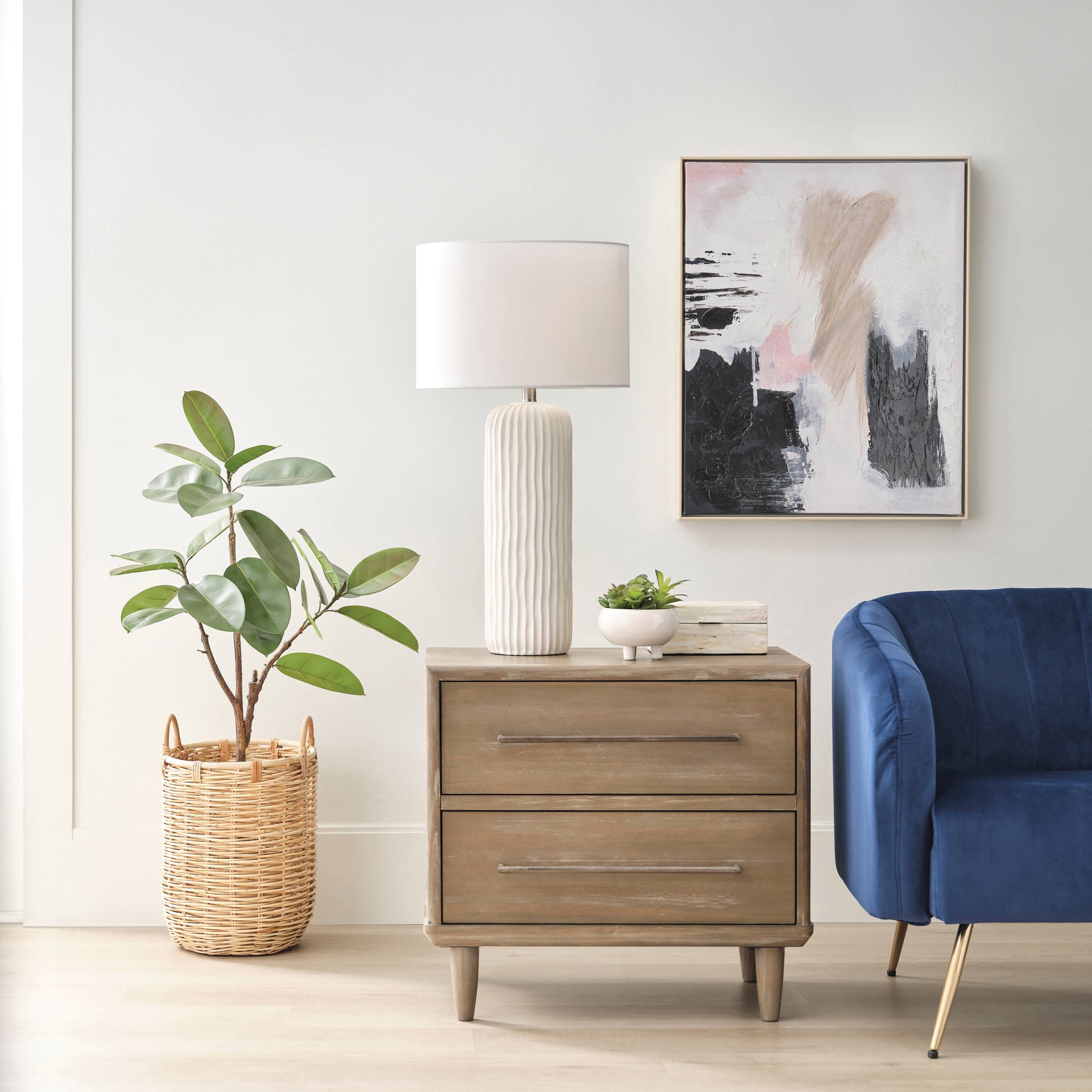 slide 4 of 6, Origin 21 29.25-in Cream Glaze LED Rotary socket Table Lamp with Linen Shade, 1 ct