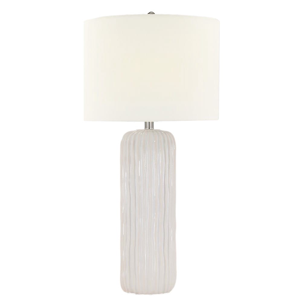 slide 5 of 6, Origin 21 29.25-in Cream Glaze LED Rotary socket Table Lamp with Linen Shade, 1 ct