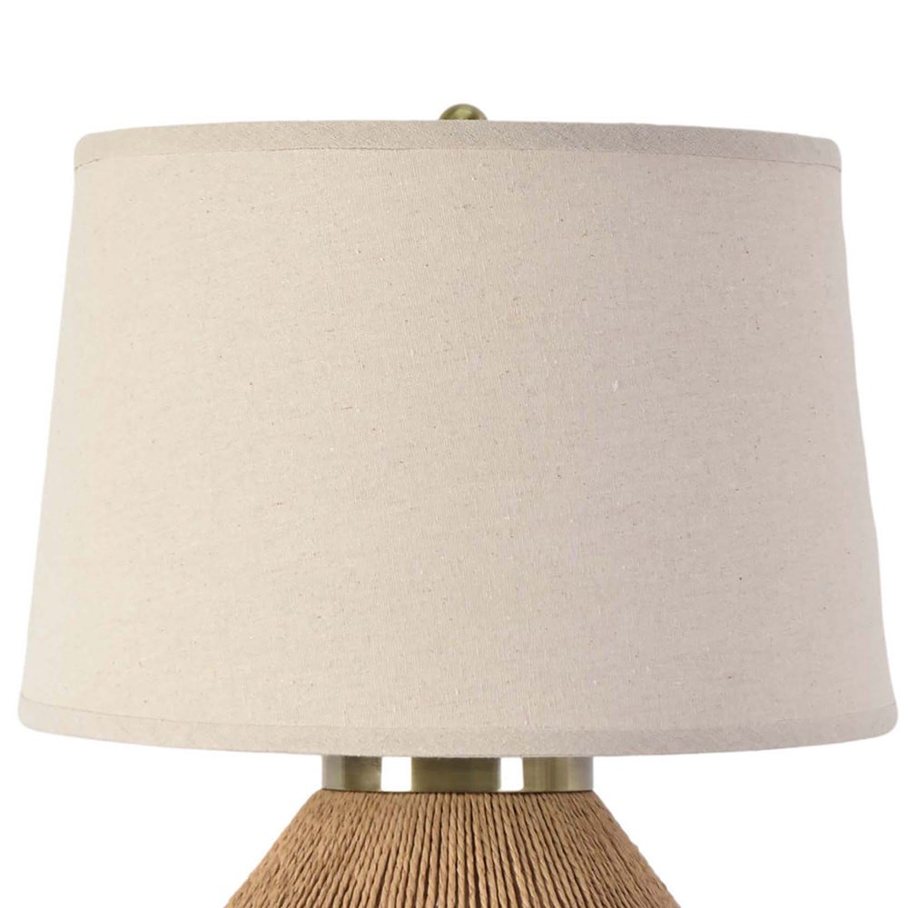slide 2 of 6, allen + roth 25-in Natural Paper Rope LED 3-way Table Lamp with Linen Shade, 1 ct