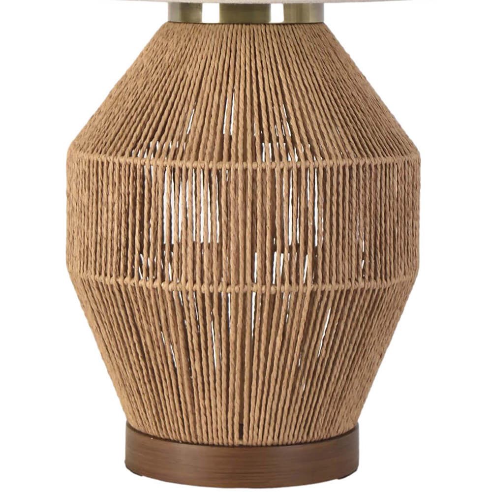 slide 3 of 6, allen + roth 25-in Natural Paper Rope LED 3-way Table Lamp with Linen Shade, 1 ct