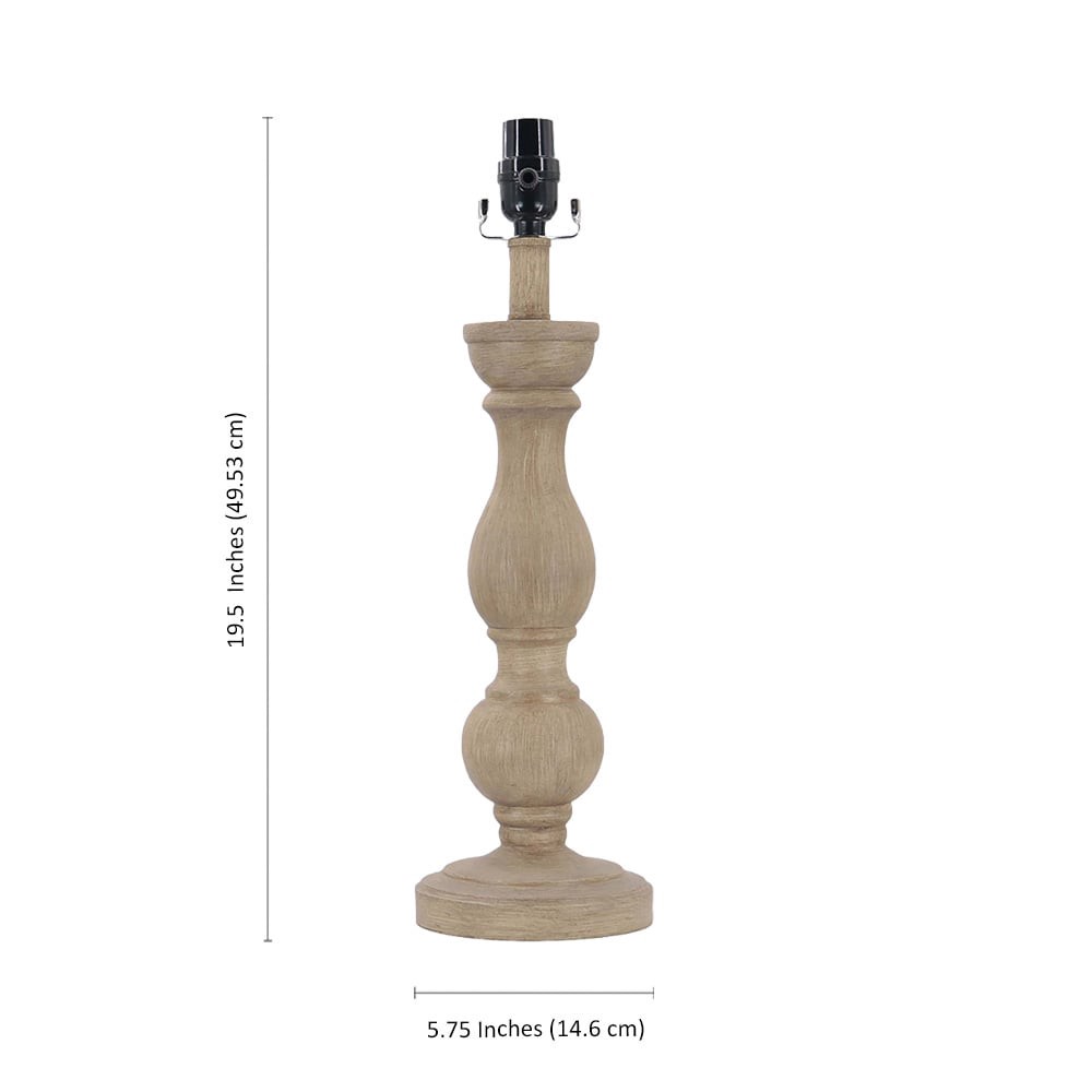 slide 3 of 5, allen + roth Mix Match 19.5-in Heathered Woodgrain Plug-in Rotary socket Resin Lamp Base, 1 ct