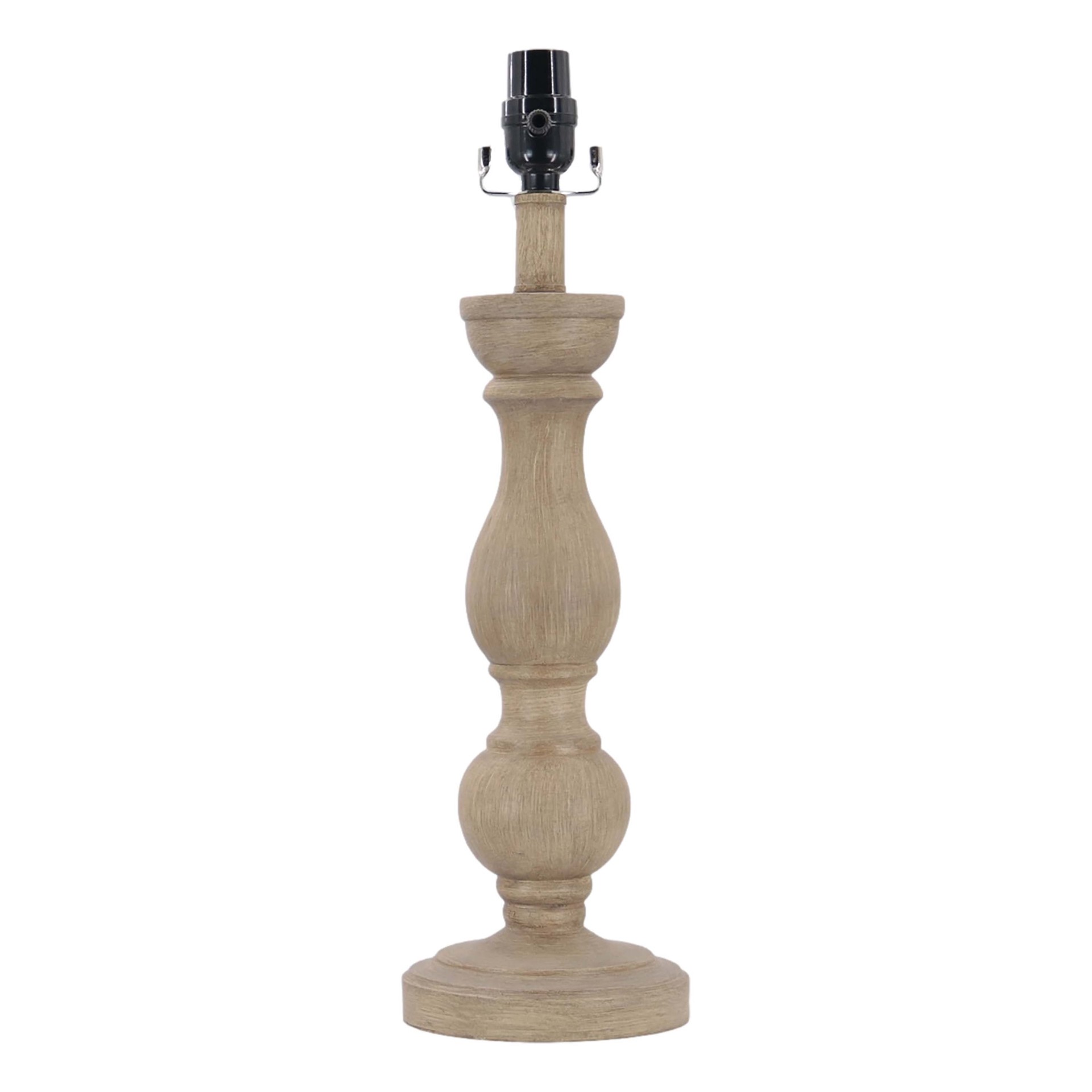 slide 1 of 5, allen + roth Mix Match 19.5-in Heathered Woodgrain Plug-in Rotary socket Resin Lamp Base, 1 ct