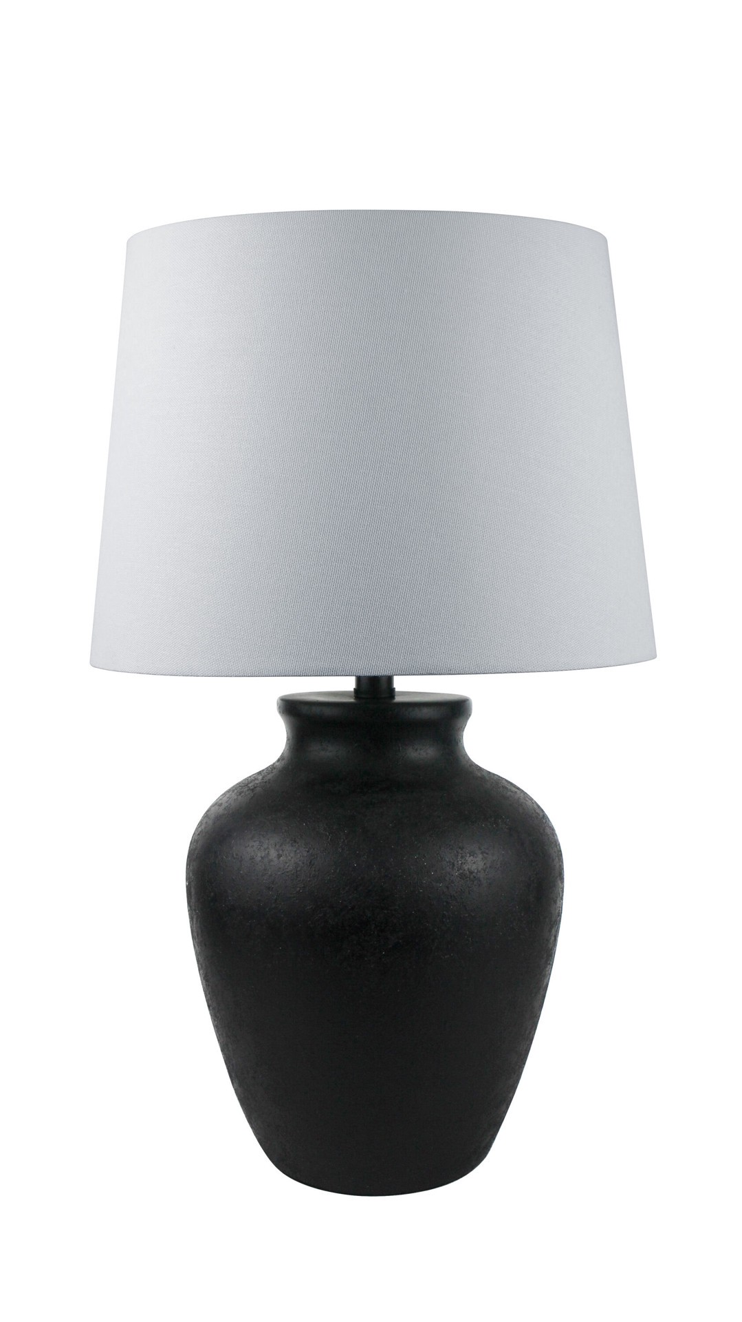 slide 2 of 6, allen + roth 24-in Matte Black On/Off switch Table Lamp with Fabric Shade, 1 ct