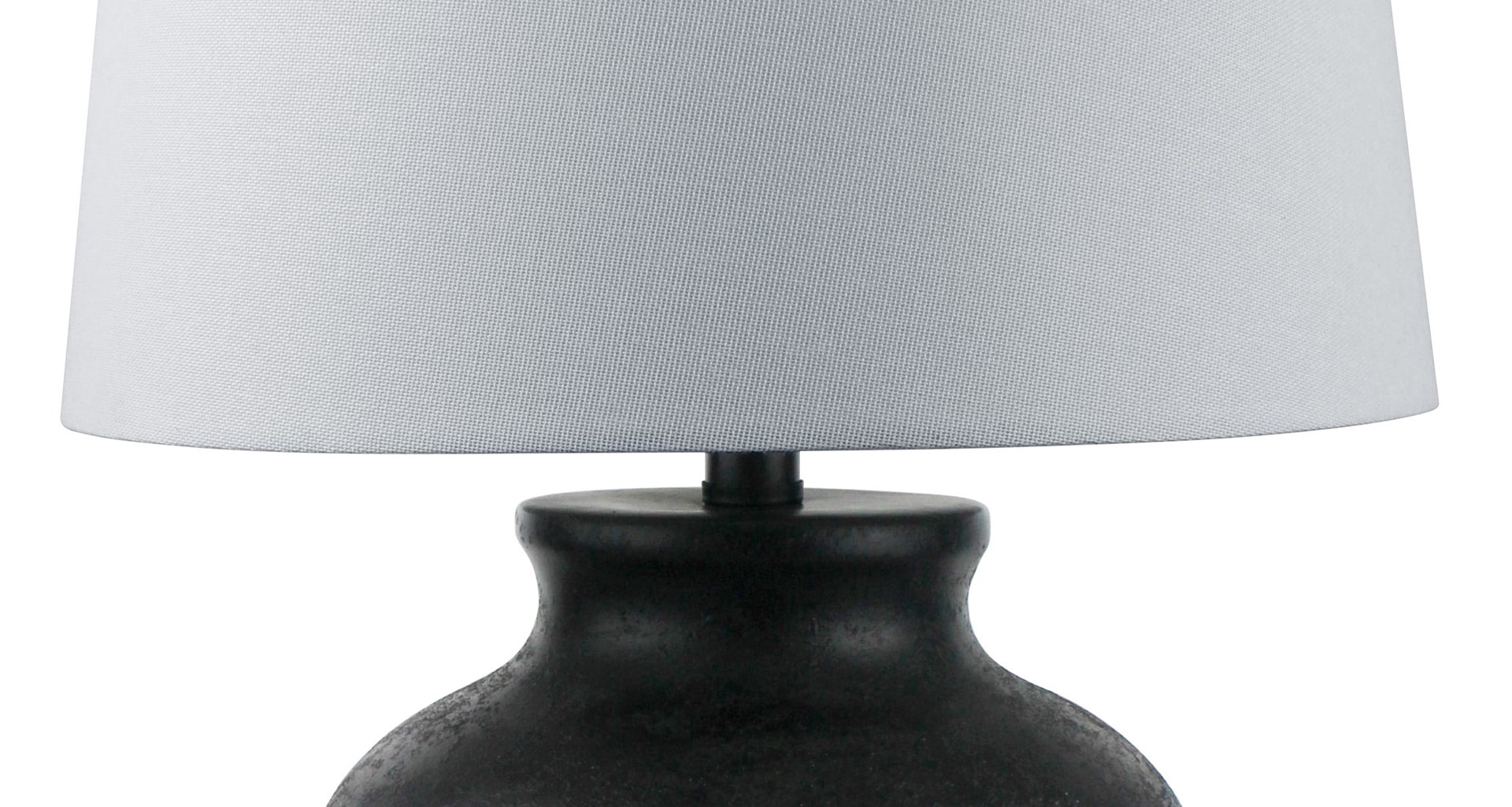 slide 6 of 6, allen + roth 24-in Matte Black On/Off switch Table Lamp with Fabric Shade, 1 ct