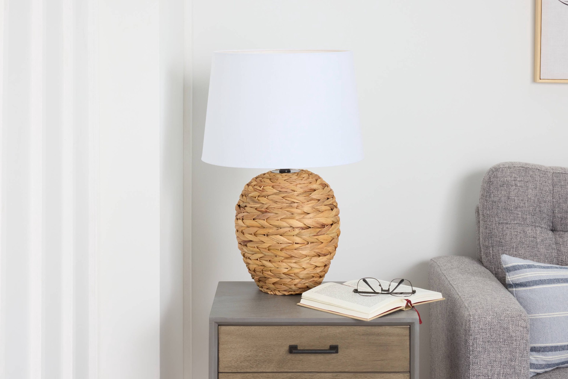 slide 3 of 6, allen + roth 15.25-in Natural Finish Plug-in Lamp Base, 1 ct