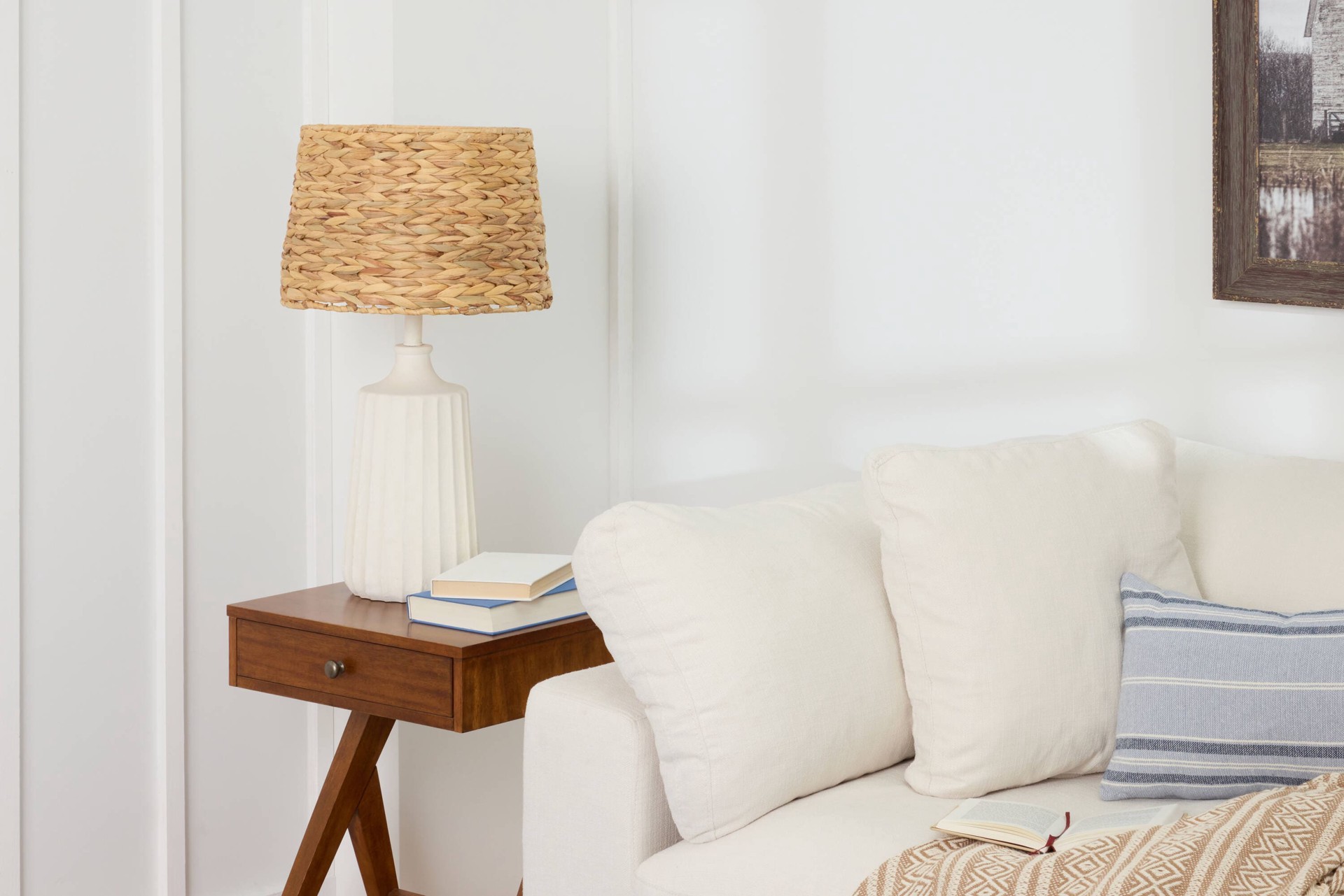 slide 3 of 6, allen + roth 19-in White Plug-in 3-way Resin Lamp Base, 1 ct