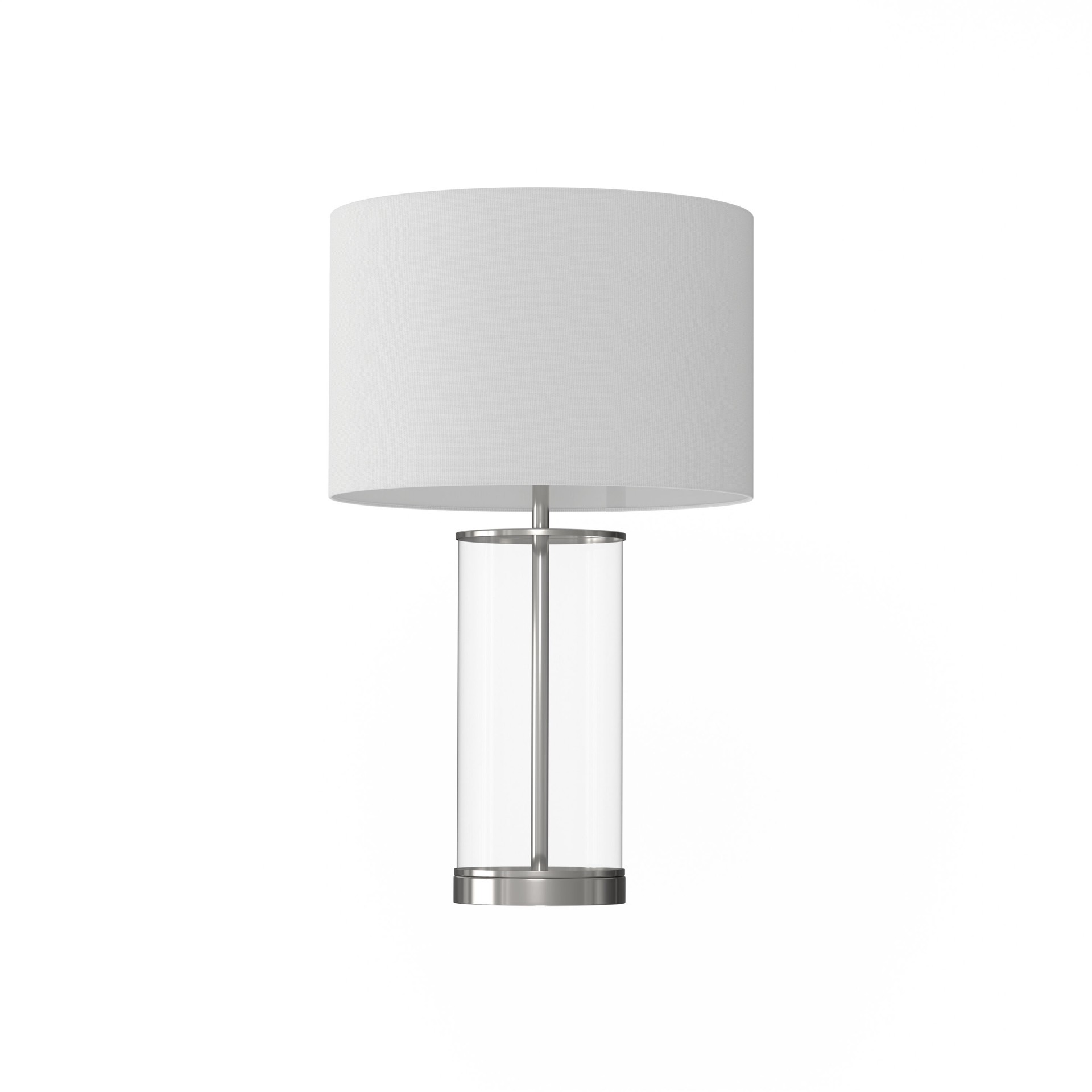 slide 2 of 6, allen + roth 24-in Brushed Nickel On/Off switch Table Lamp with Linen Shade, 1 ct